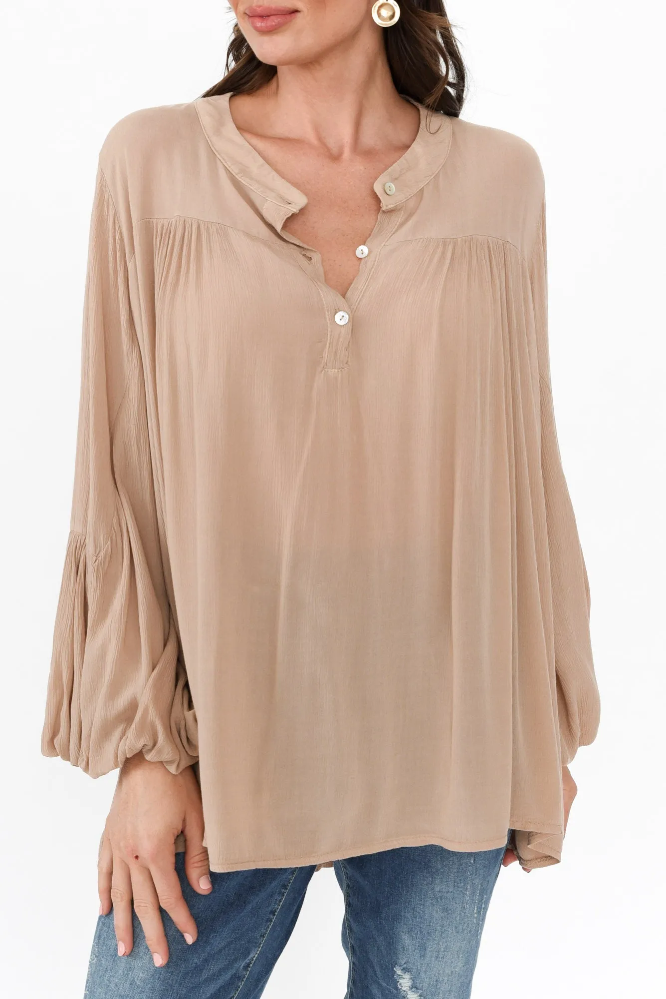 Bisa Beige Button Blouse sold by Blue Bungalow product image thumbnail 5