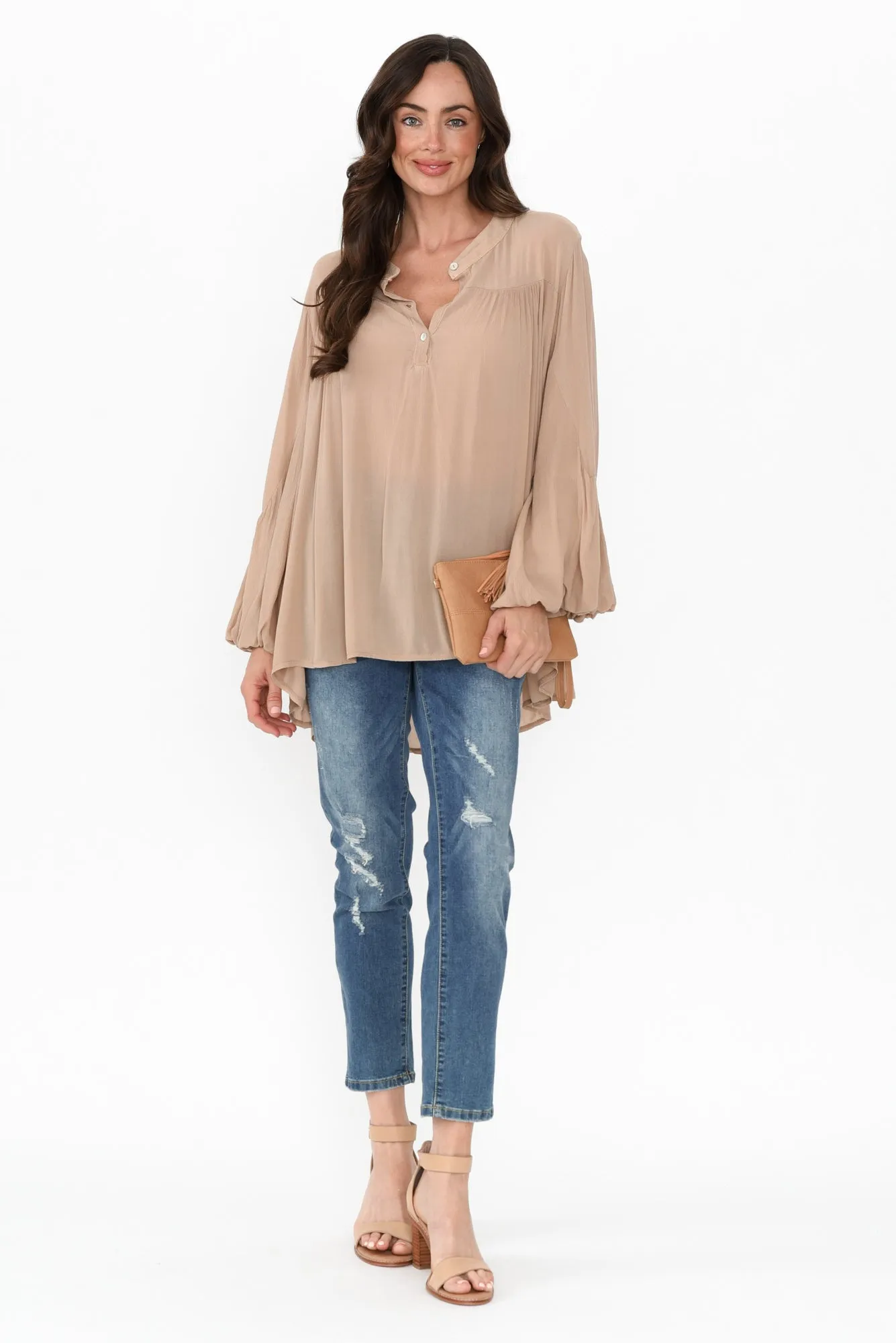 Bisa Beige Button Blouse sold by Blue Bungalow product image thumbnail 2