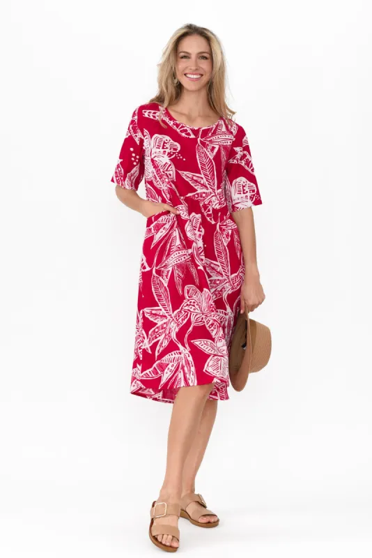 Mackie Pink Tropical Cotton Pocket Dress sold by Blue Bungalow