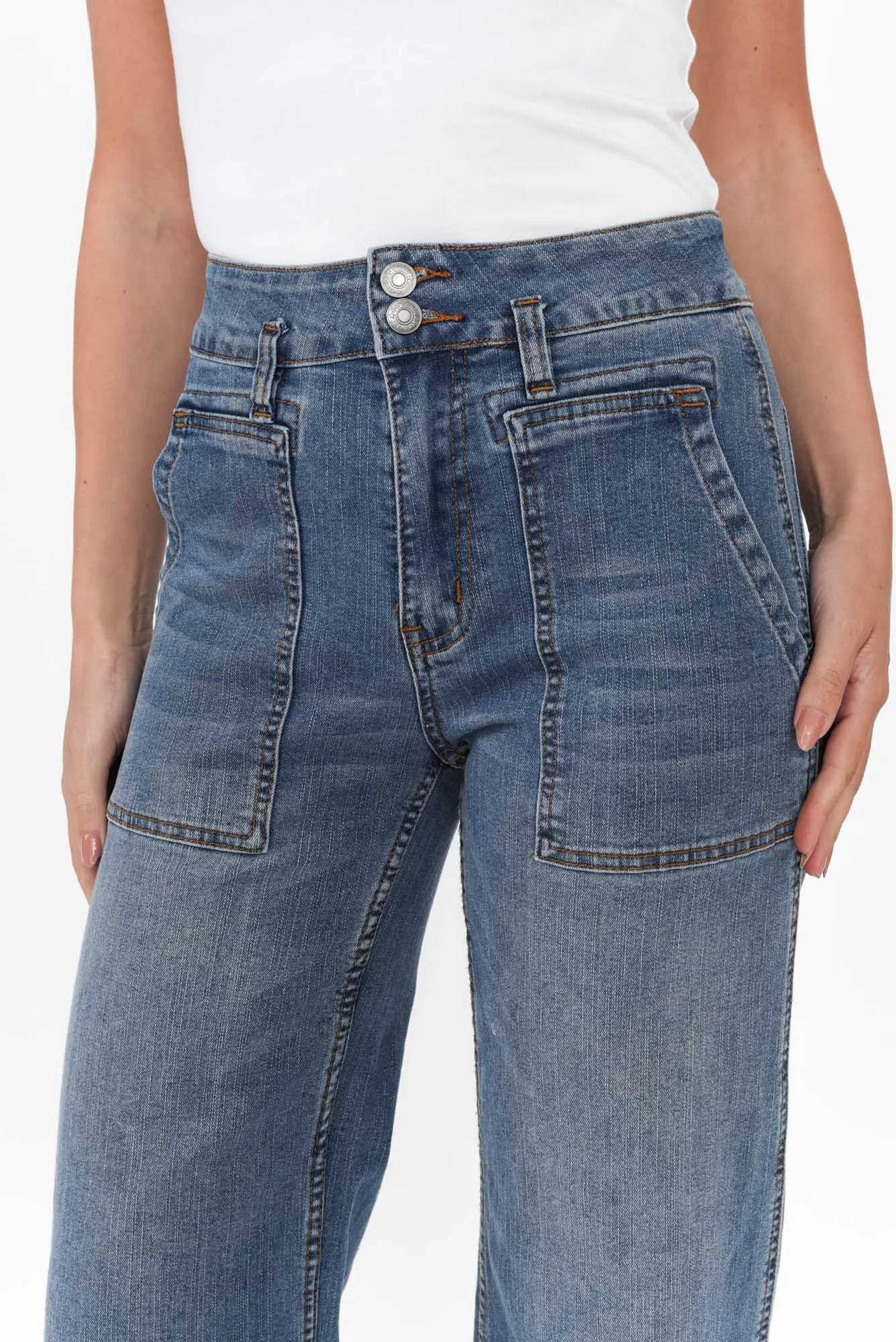 Orwell Mid Blue Wide Leg Jeans sold by Blue Bungalow product image thumbnail 4