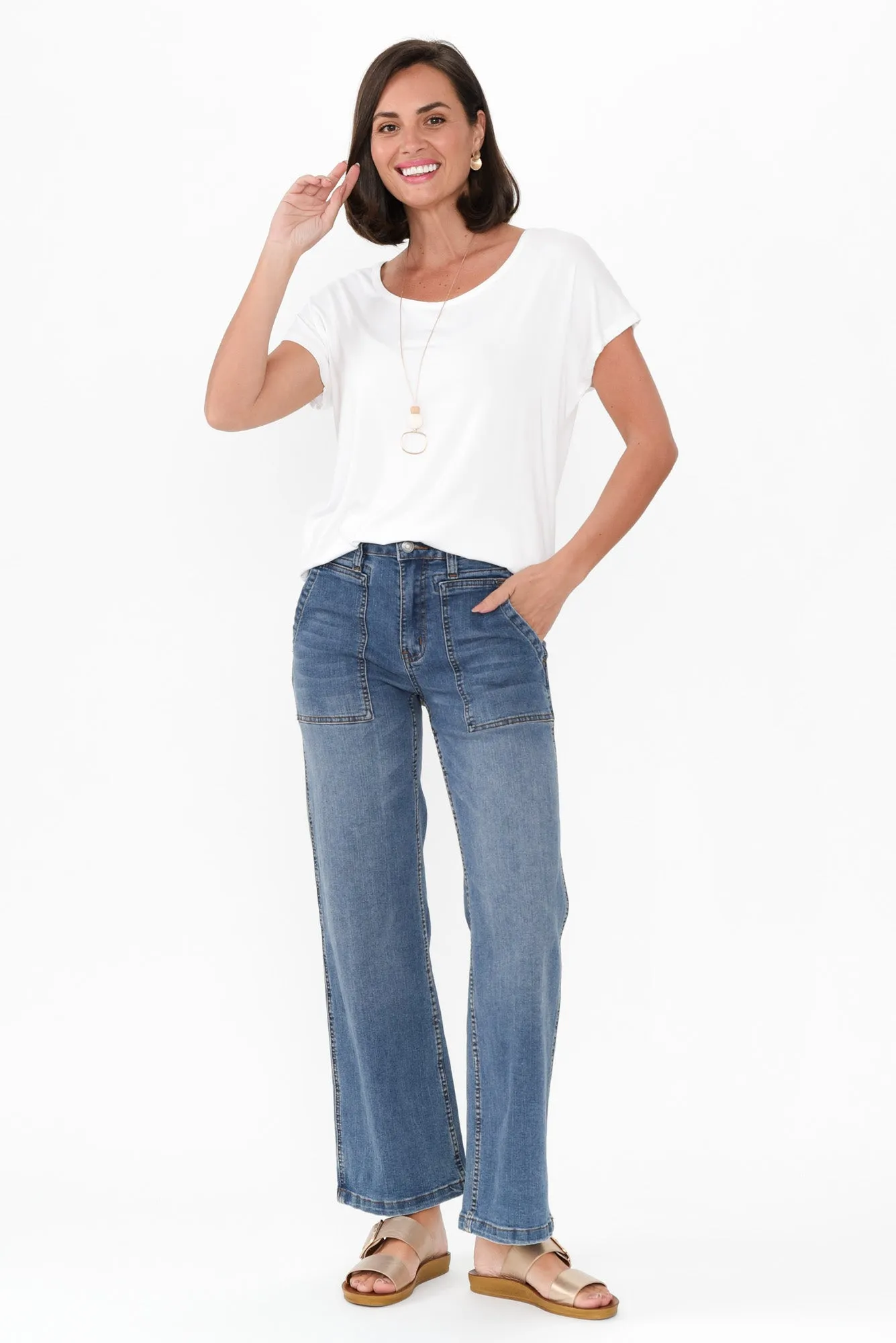 Orwell Mid Blue Wide Leg Jeans sold by Blue Bungalow product image thumbnail 2