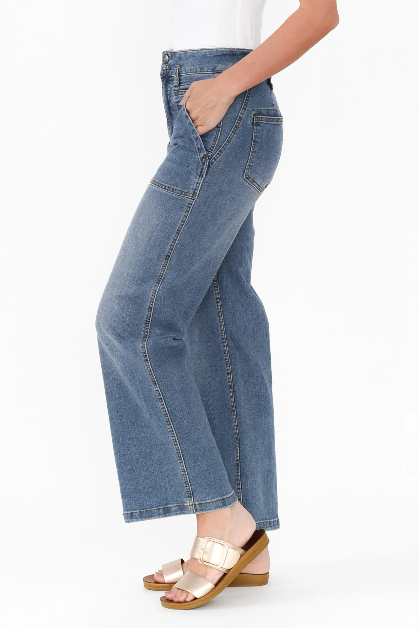 Orwell Mid Blue Wide Leg Jeans sold by Blue Bungalow product image thumbnail 5