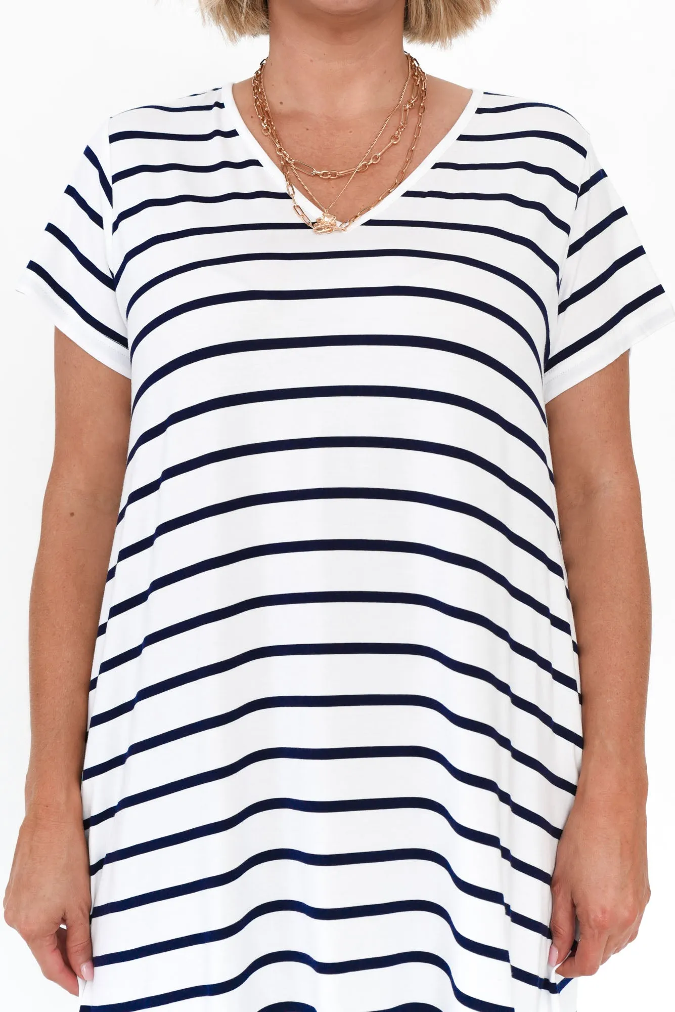 Tiffany White Stripe Bamboo Tee Dress sold by Blue Bungalow product image thumbnail 5
