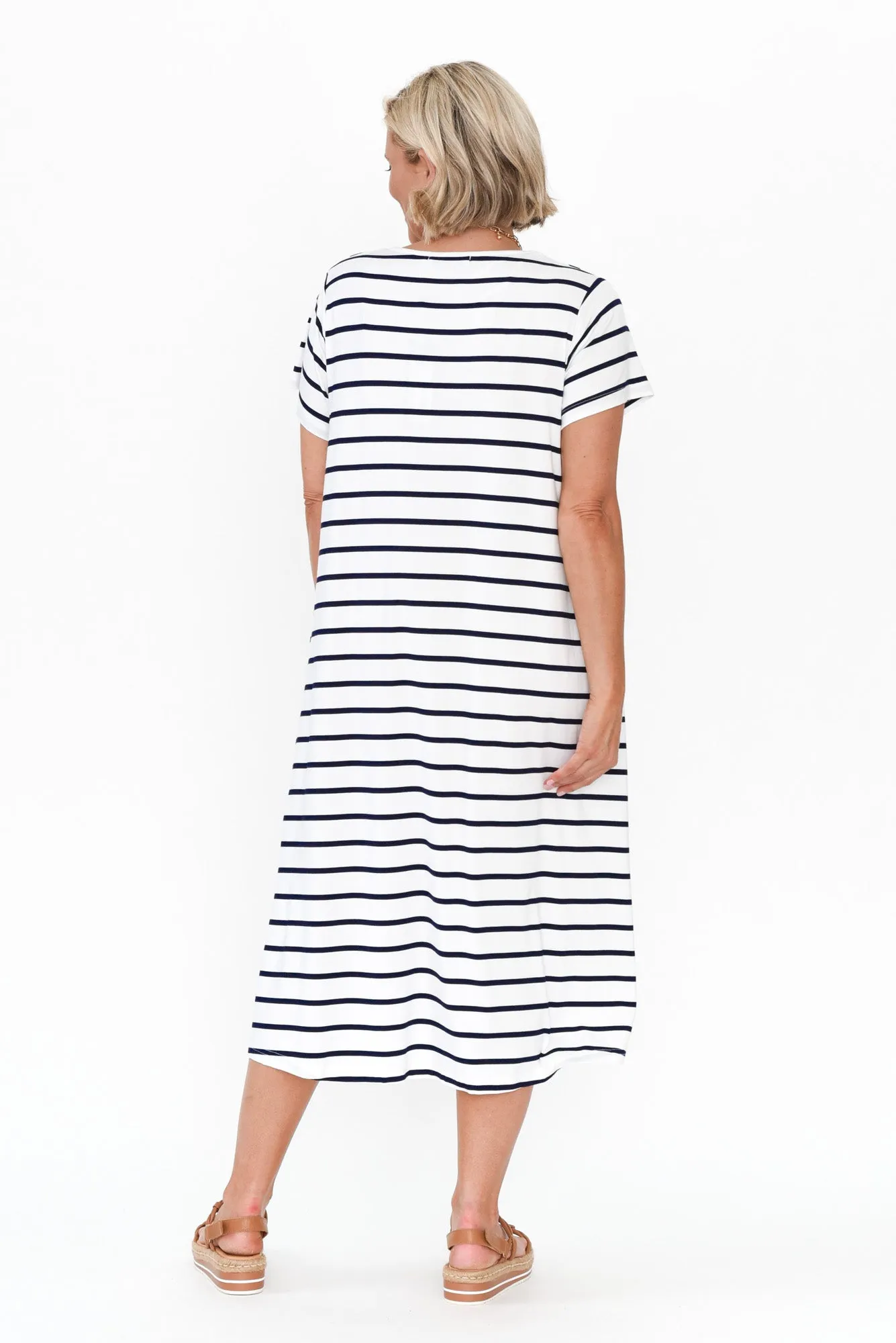 Tiffany White Stripe Bamboo Tee Dress sold by Blue Bungalow product image thumbnail 4