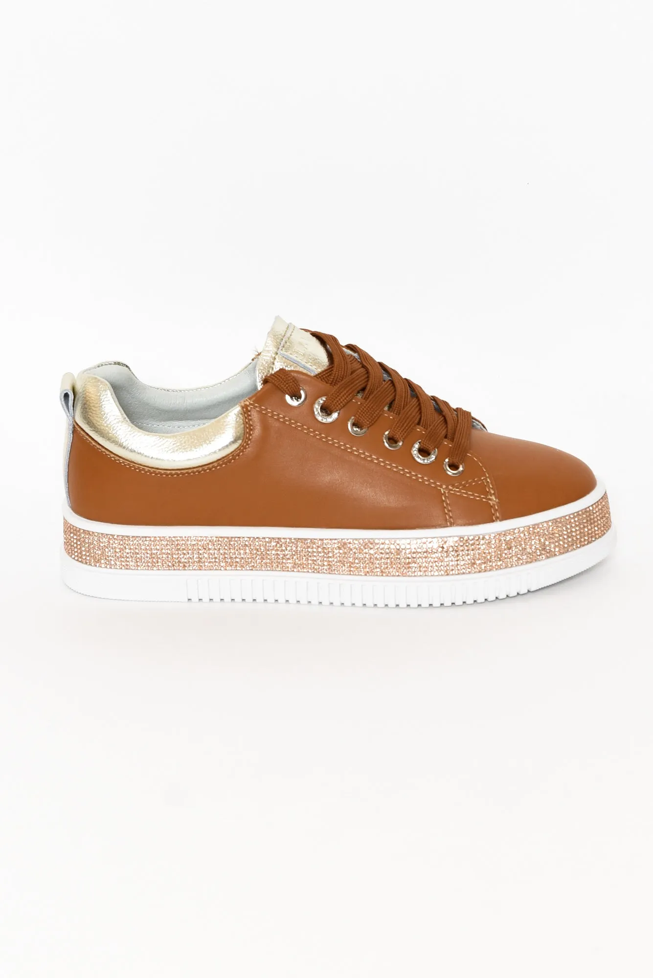 Lange Tan Leather Diamante Sneaker sold by Blue Bungalow product image thumbnail 3