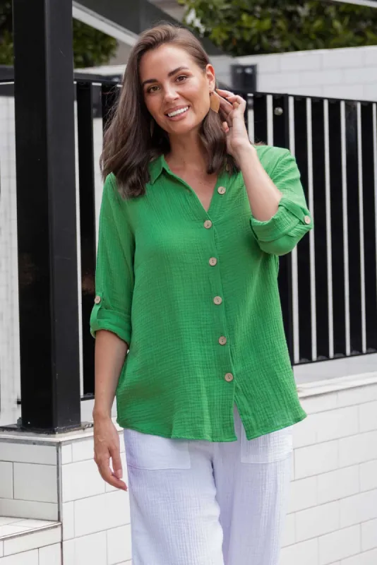 Byron Green Cotton Shirt sold by Blue Bungalow