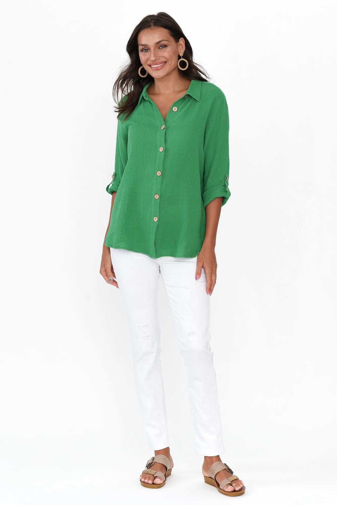 Byron Green Cotton Shirt sold by Blue Bungalow product image thumbnail 3