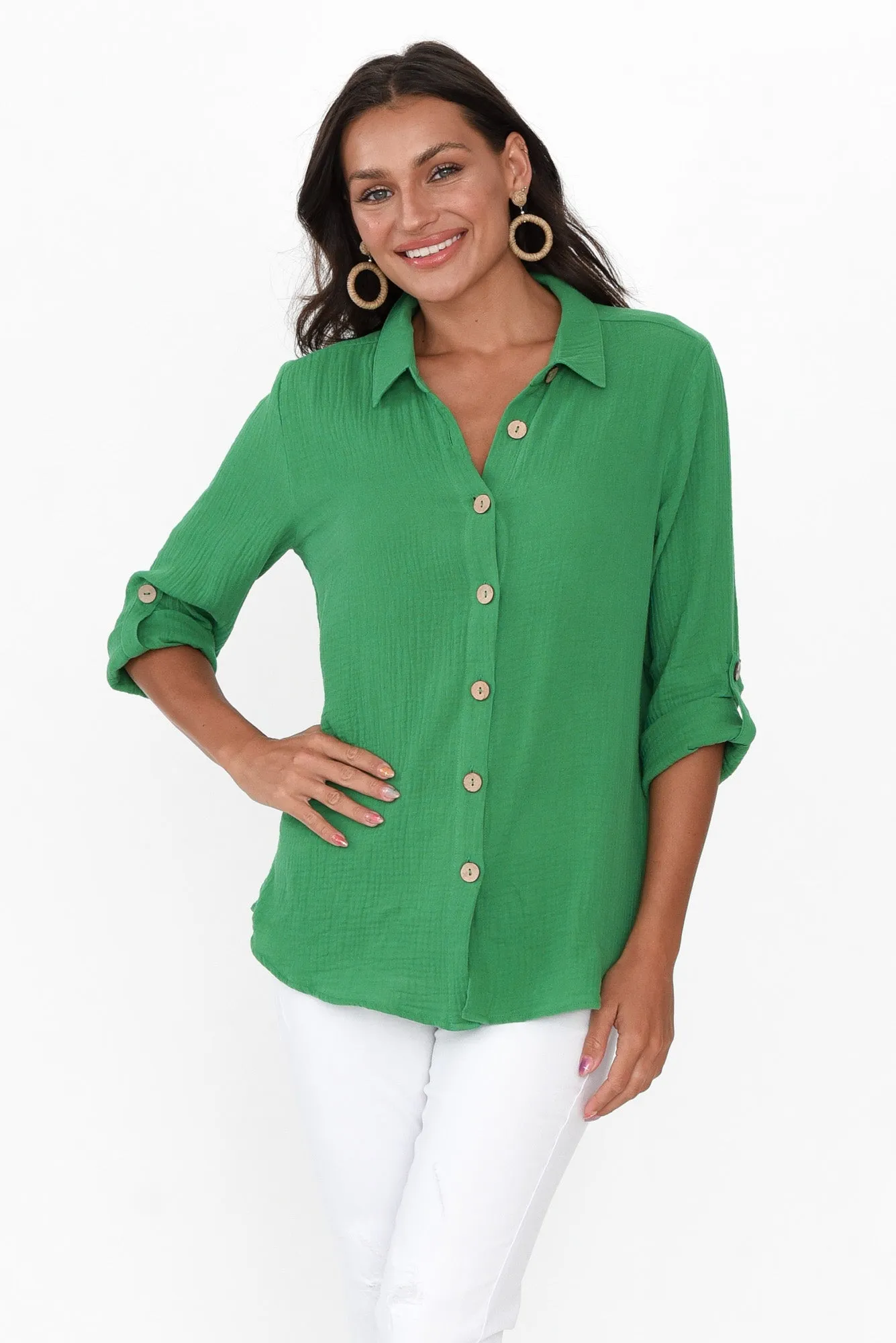 Byron Green Cotton Shirt sold by Blue Bungalow product image thumbnail 2