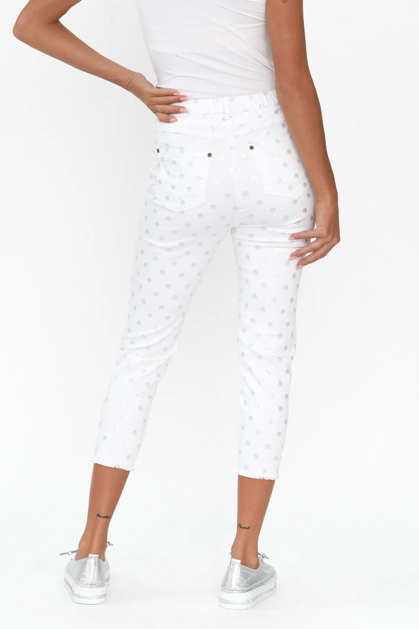 Reed White Foil Spot Cotton Capri Pants sold by Blue Bungalow product image thumbnail 4