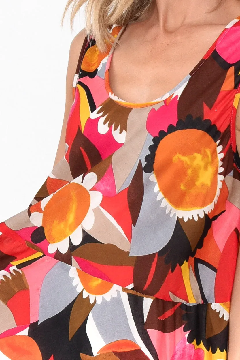 Daydream Pink Abstract Cotton Midi Dress sold by Blue Bungalow product image thumbnail 4