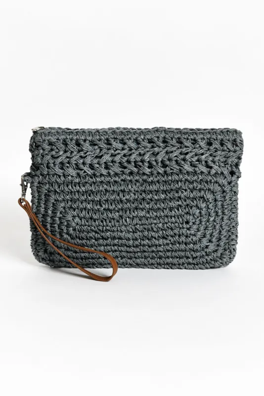 Felique Blue Straw Clutch sold by Blue Bungalow