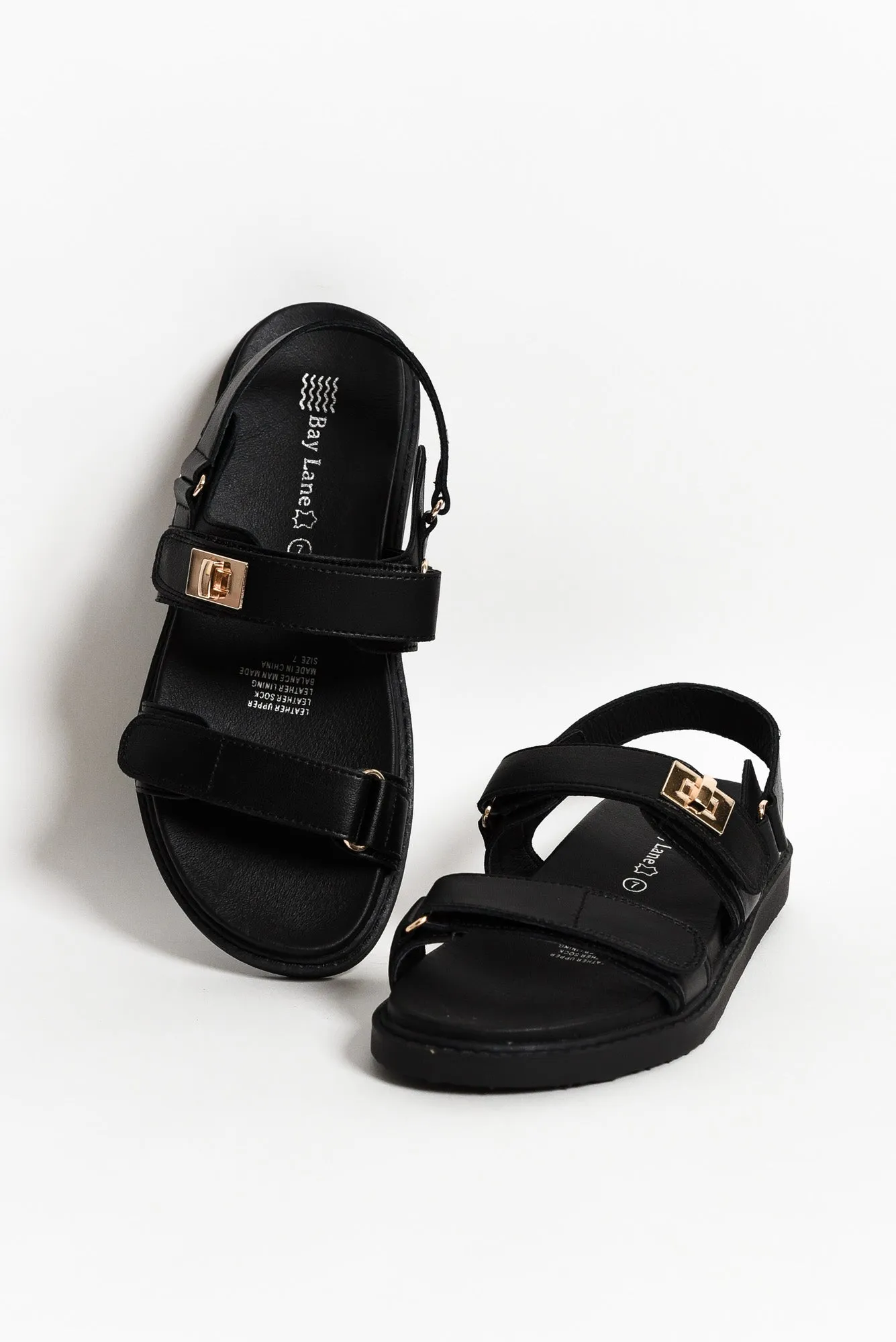 Milly Black Leather Sandal sold by Blue Bungalow