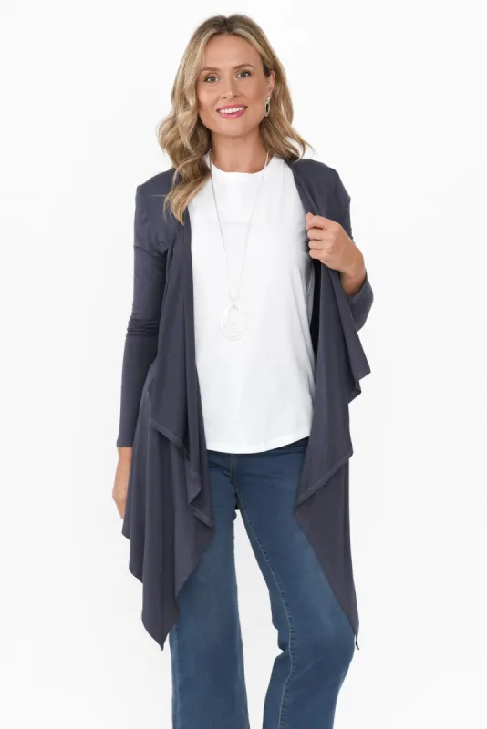 Deep Blue Bamboo Waterfall Cardigan sold by Blue Bungalow