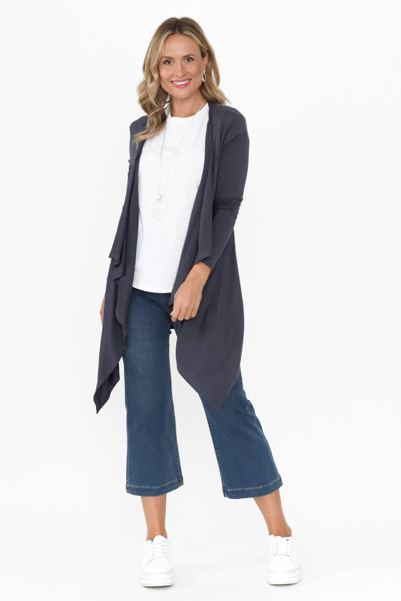 Deep Blue Bamboo Waterfall Cardigan sold by Blue Bungalow product image thumbnail 2