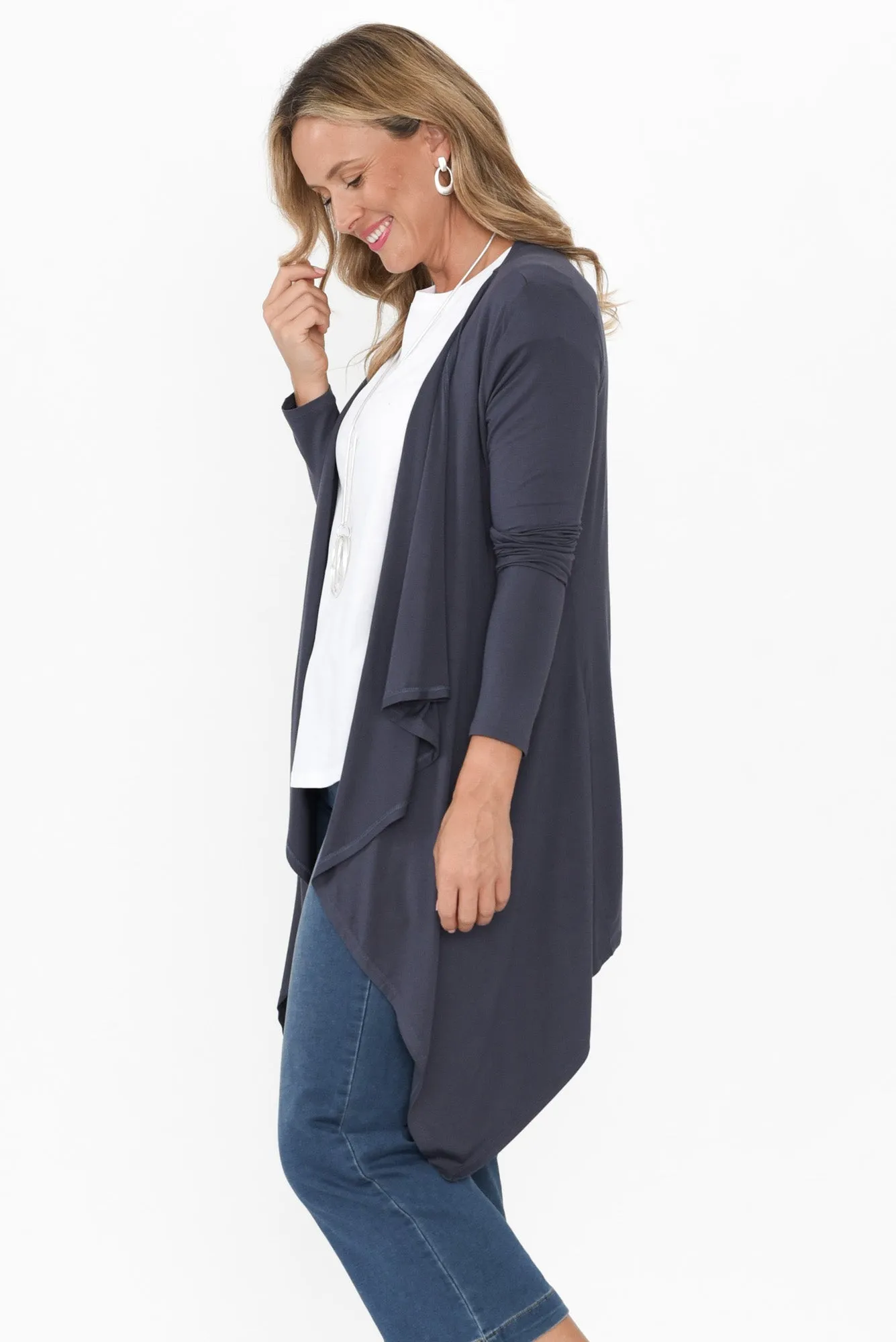 Deep Blue Bamboo Waterfall Cardigan sold by Blue Bungalow product image thumbnail 3