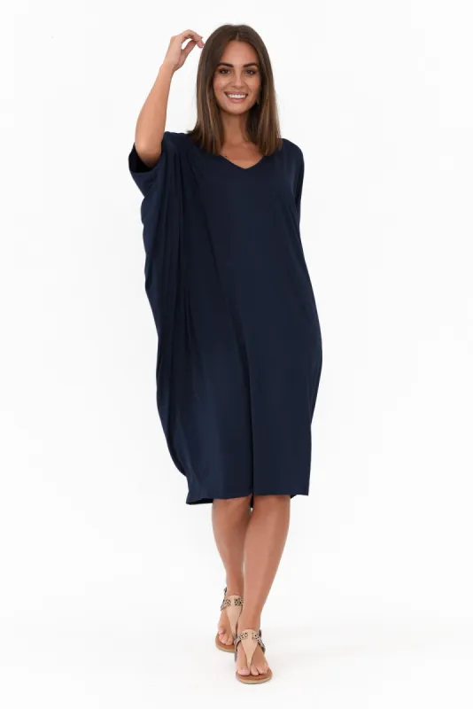 Freya Navy Bamboo Batwing Dress sold by Blue Bungalow