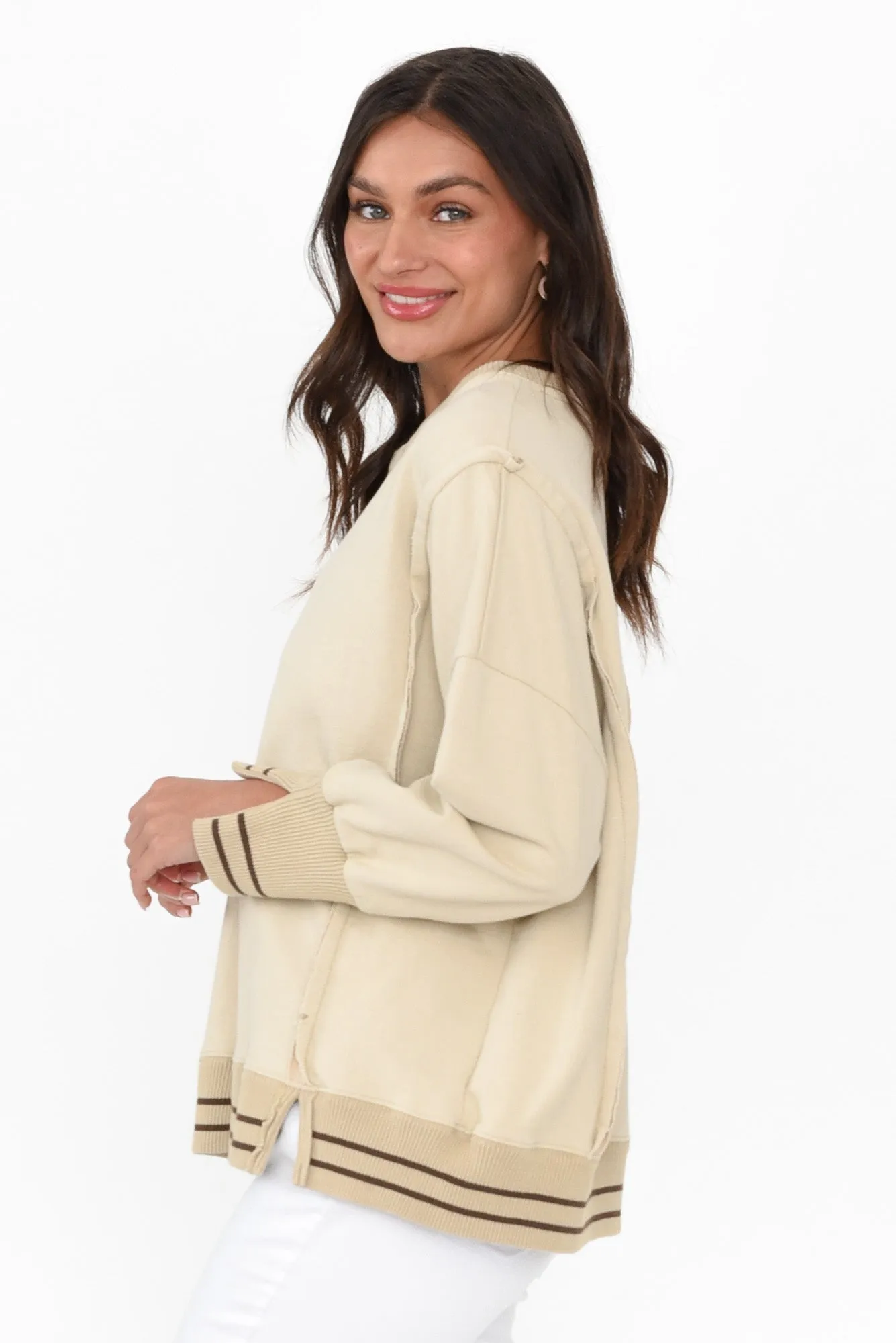 Chantelle Natural Trim Cotton Long Sleeve Top sold by Blue Bungalow product image thumbnail 3