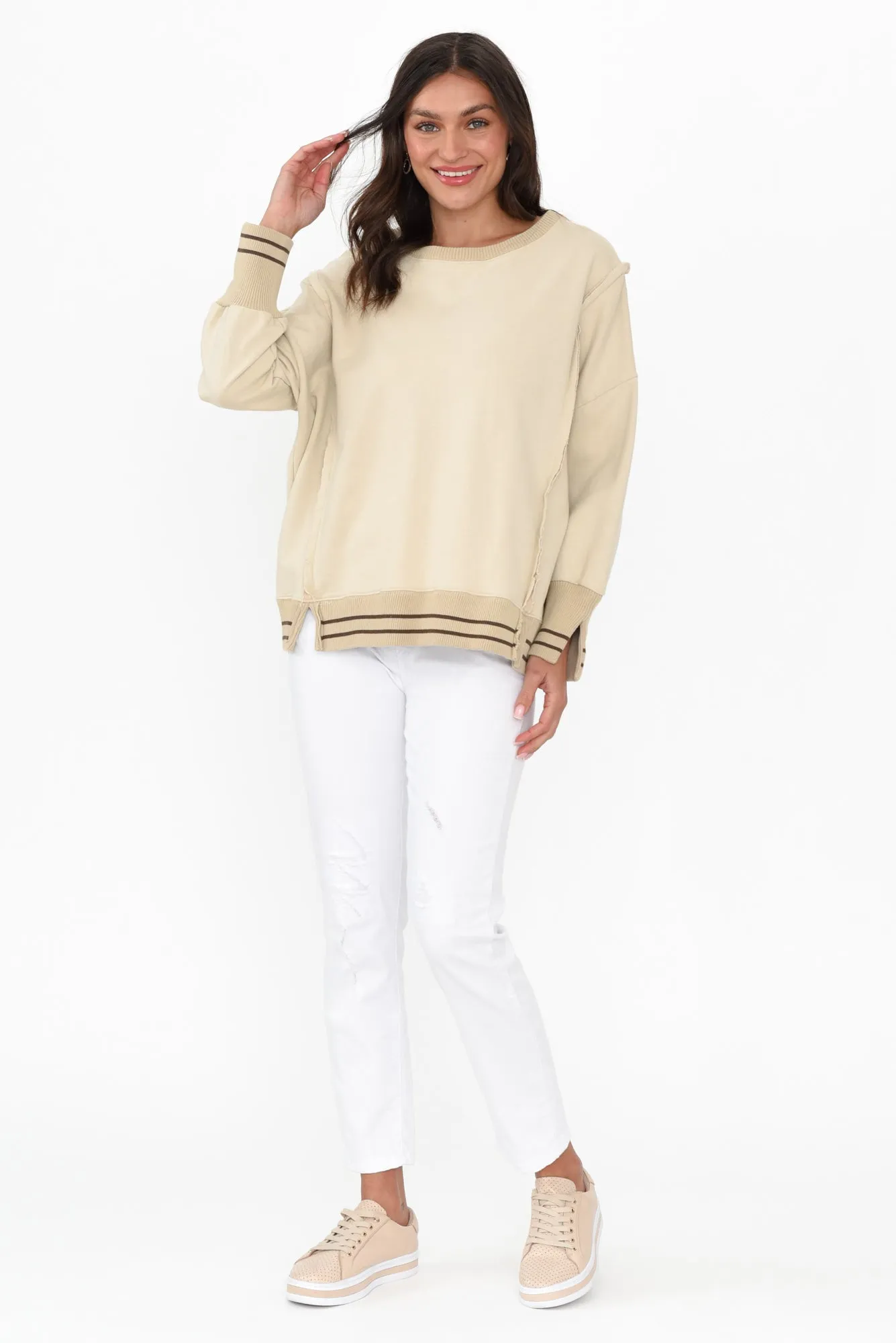 Chantelle Natural Trim Cotton Long Sleeve Top sold by Blue Bungalow product image thumbnail 2