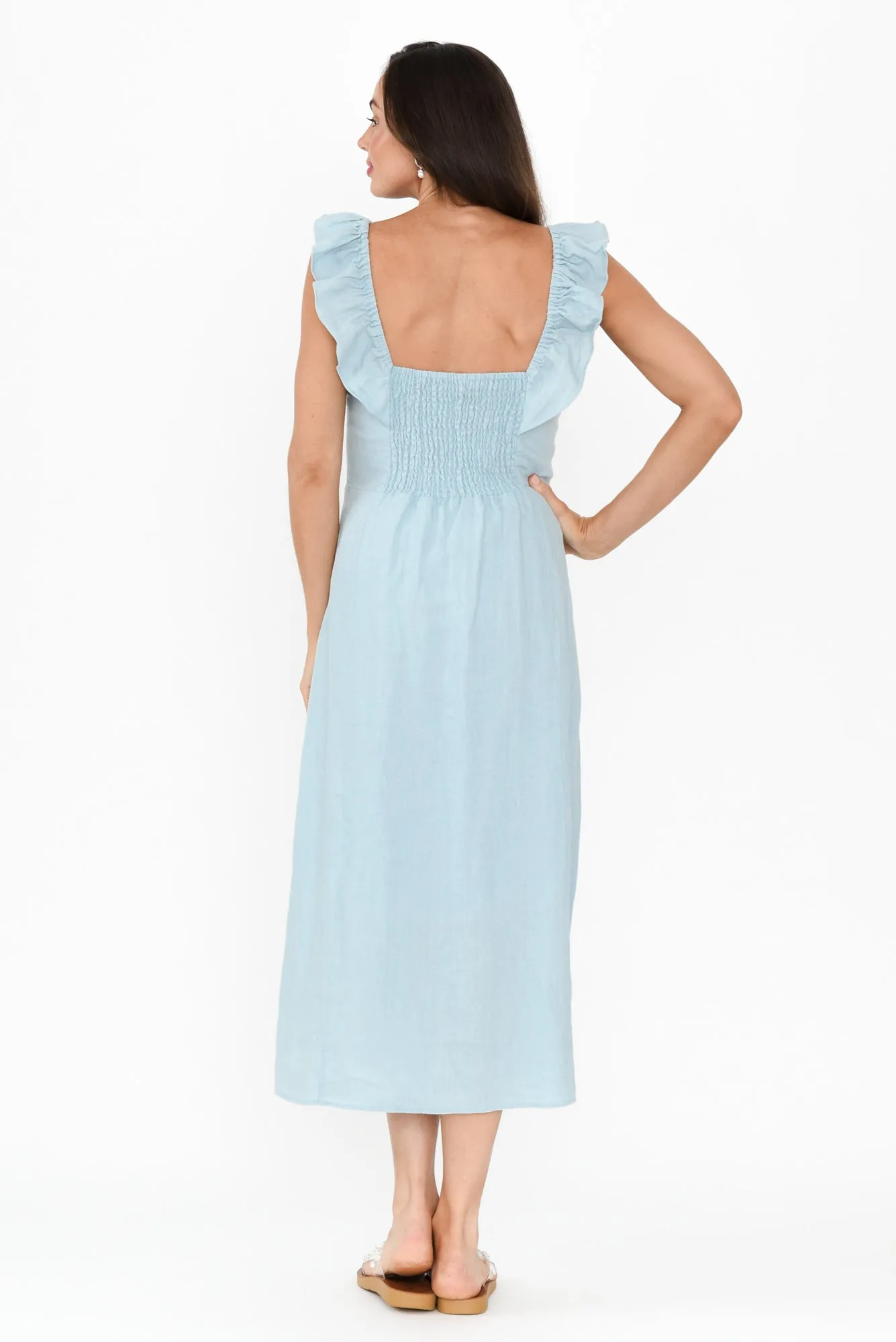 Bonifacio Blue Linen Blend Dress sold by Blue Bungalow product image thumbnail 4