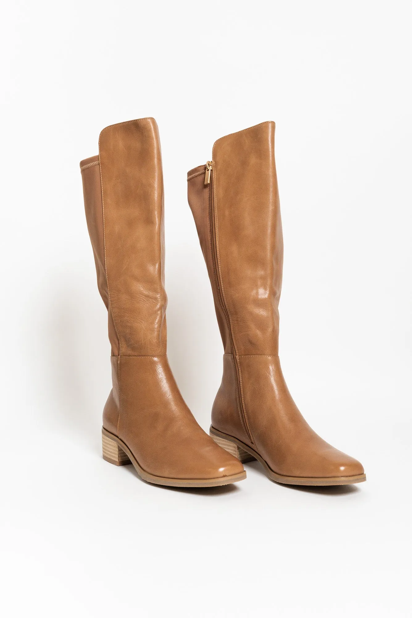 Young Tan Leather Knee High Boot sold by Blue Bungalow product image thumbnail 2