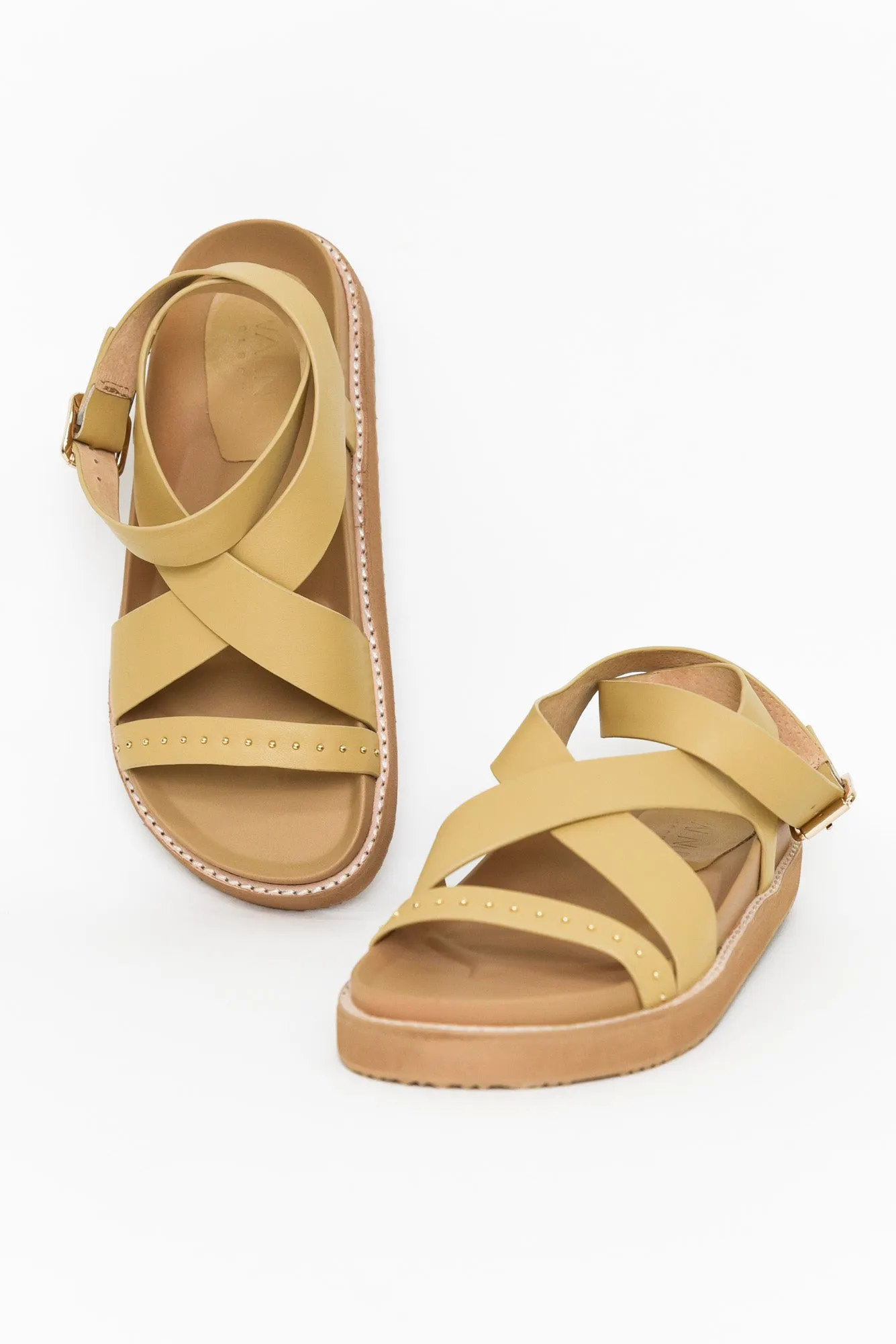 Pilar Sand Leather Crossover Sandal sold by Blue Bungalow