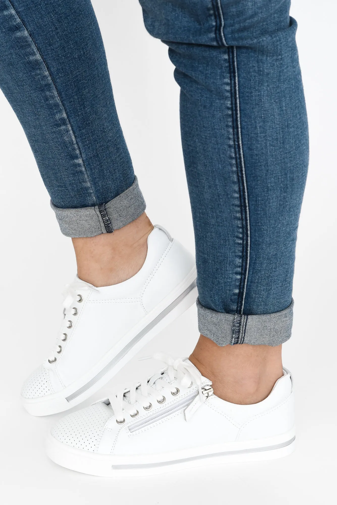 Kiki White Leather Zip Sneaker sold by Blue Bungalow product image thumbnail 2