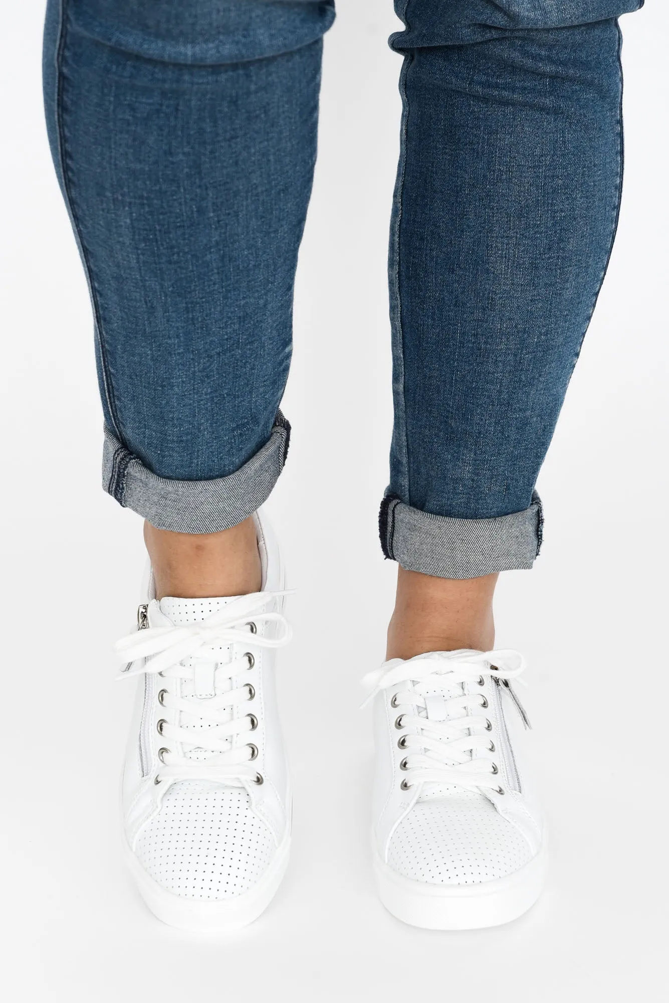 Kiki White Leather Zip Sneaker sold by Blue Bungalow product image thumbnail 4