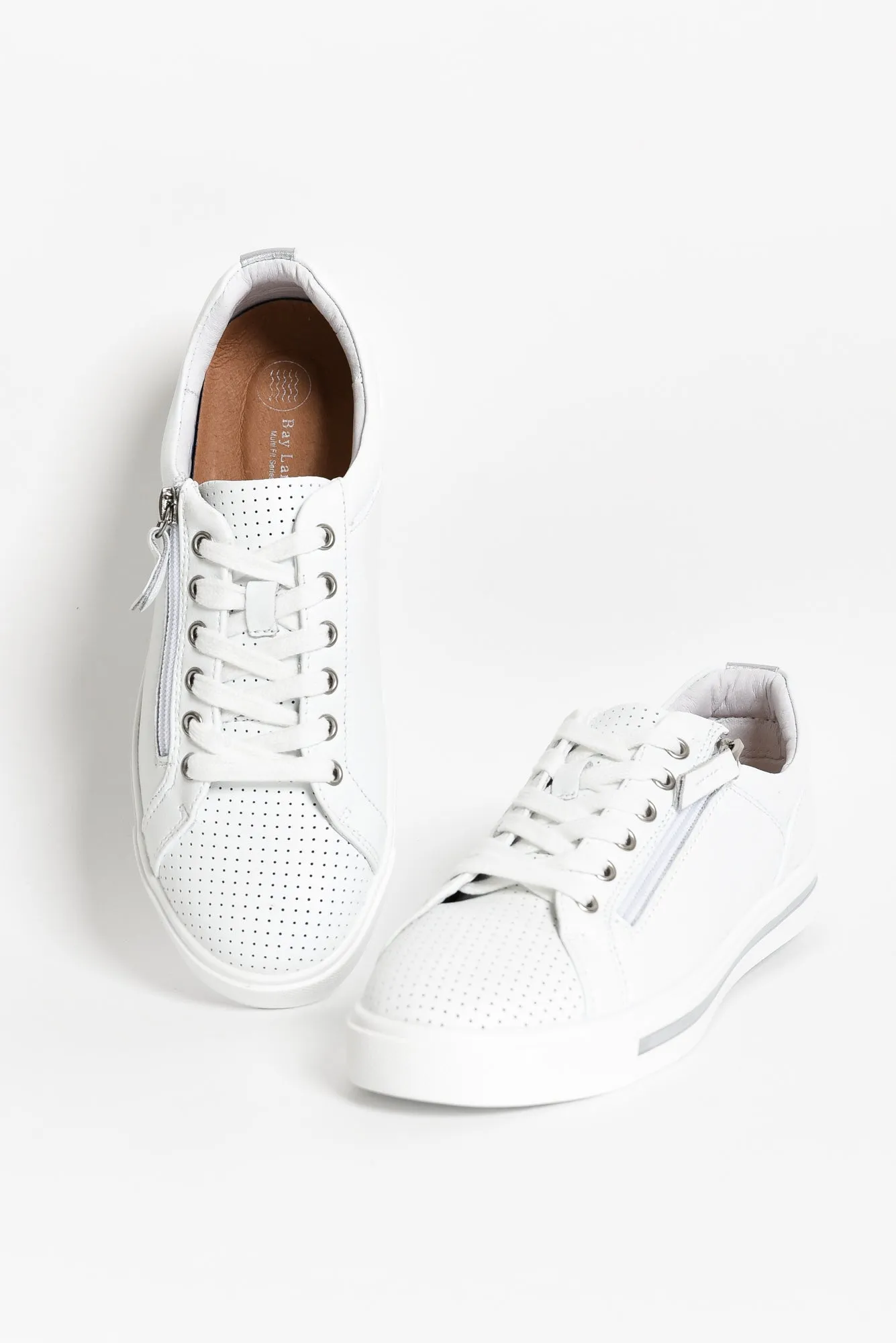 Kiki White Leather Zip Sneaker sold by Blue Bungalow product image thumbnail 3