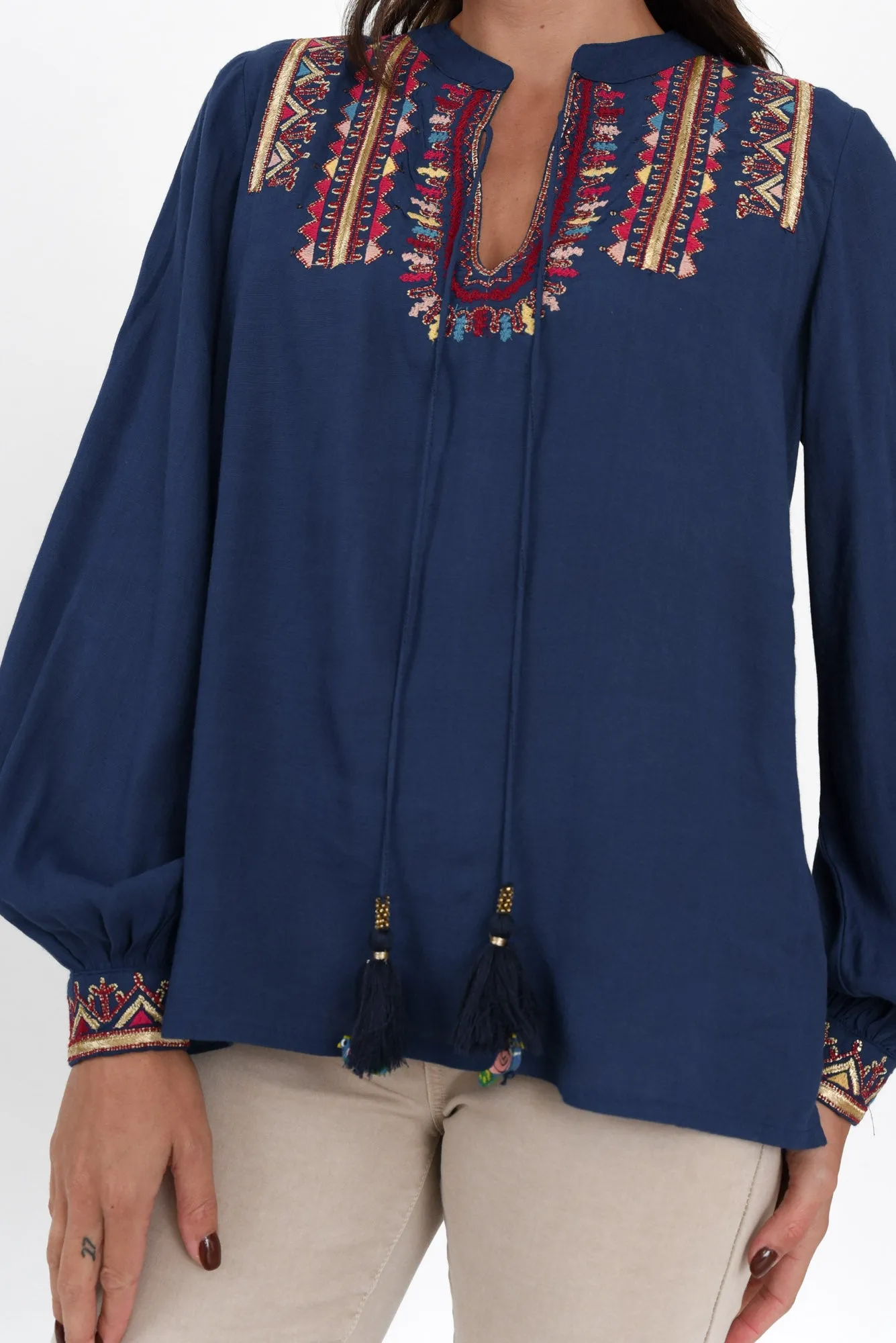 Eldrick Navy Aztec Tassel Top sold by Blue Bungalow product image thumbnail 5
