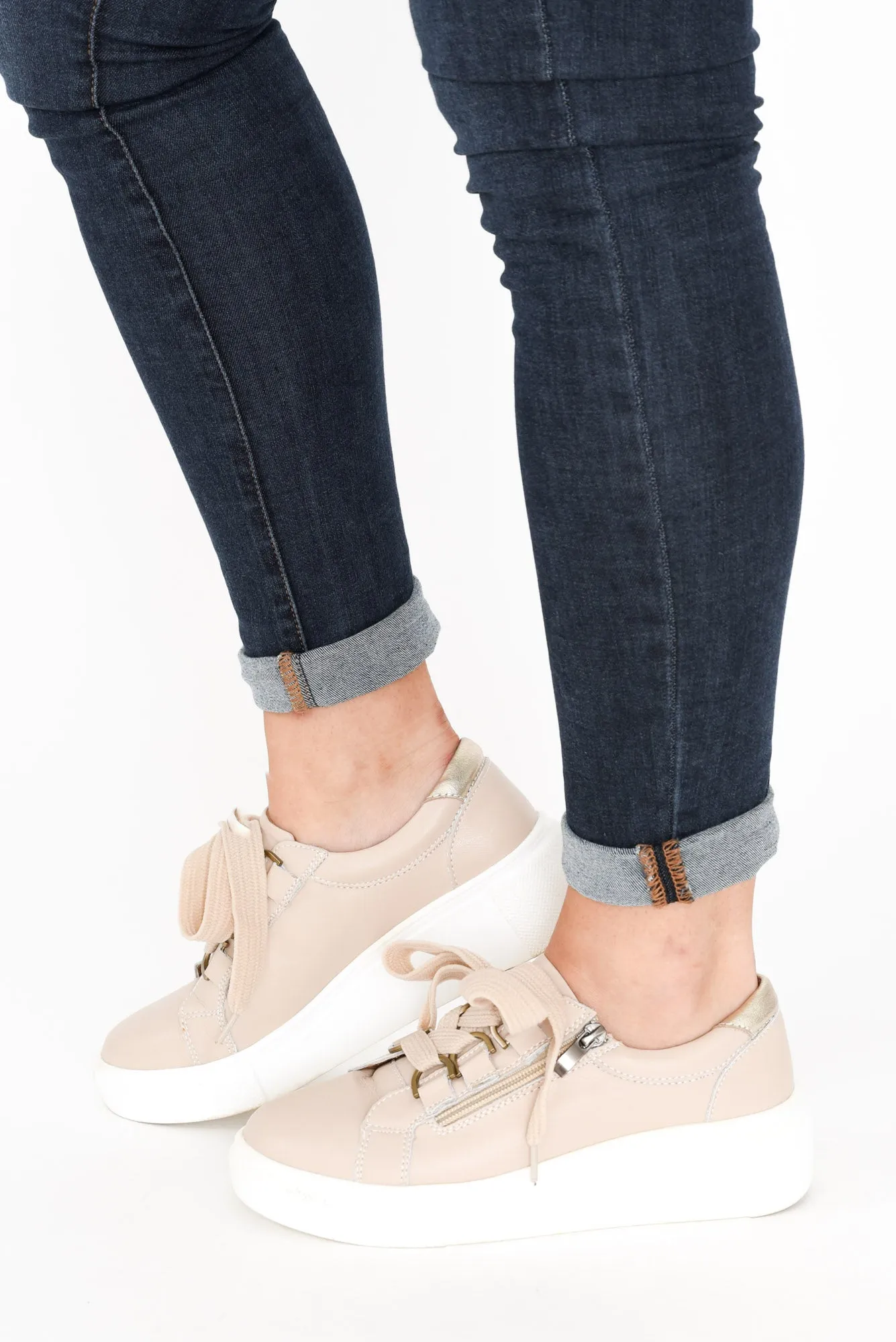 Luxe Nude Leather Sneaker sold by Blue Bungalow product image thumbnail 2