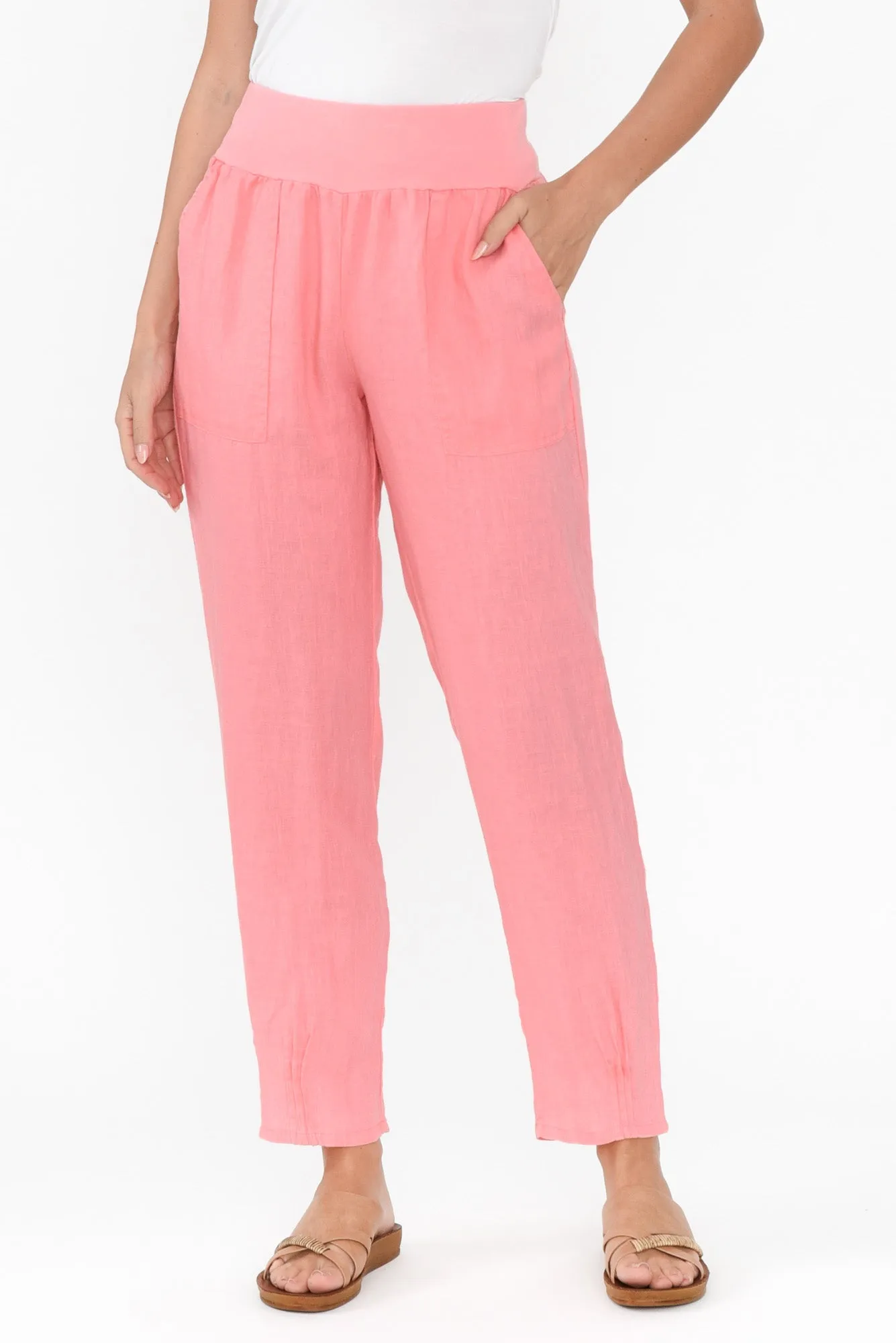 Tatum Pink Linen Pants sold by Blue Bungalow