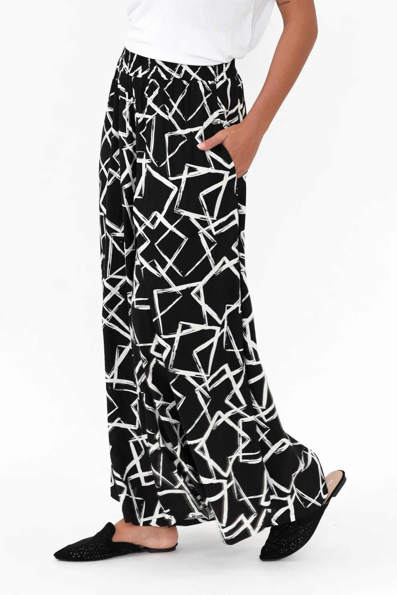 Baker Black Geo Wide Leg Pants sold by Blue Bungalow product image thumbnail 3