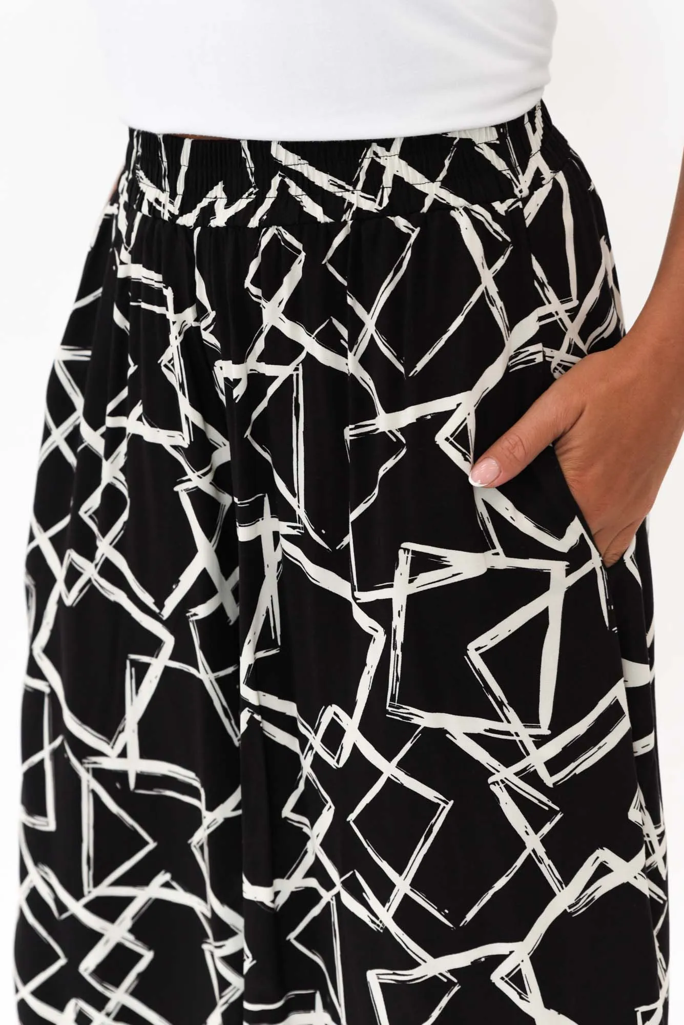Baker Black Geo Wide Leg Pants sold by Blue Bungalow product image thumbnail 5