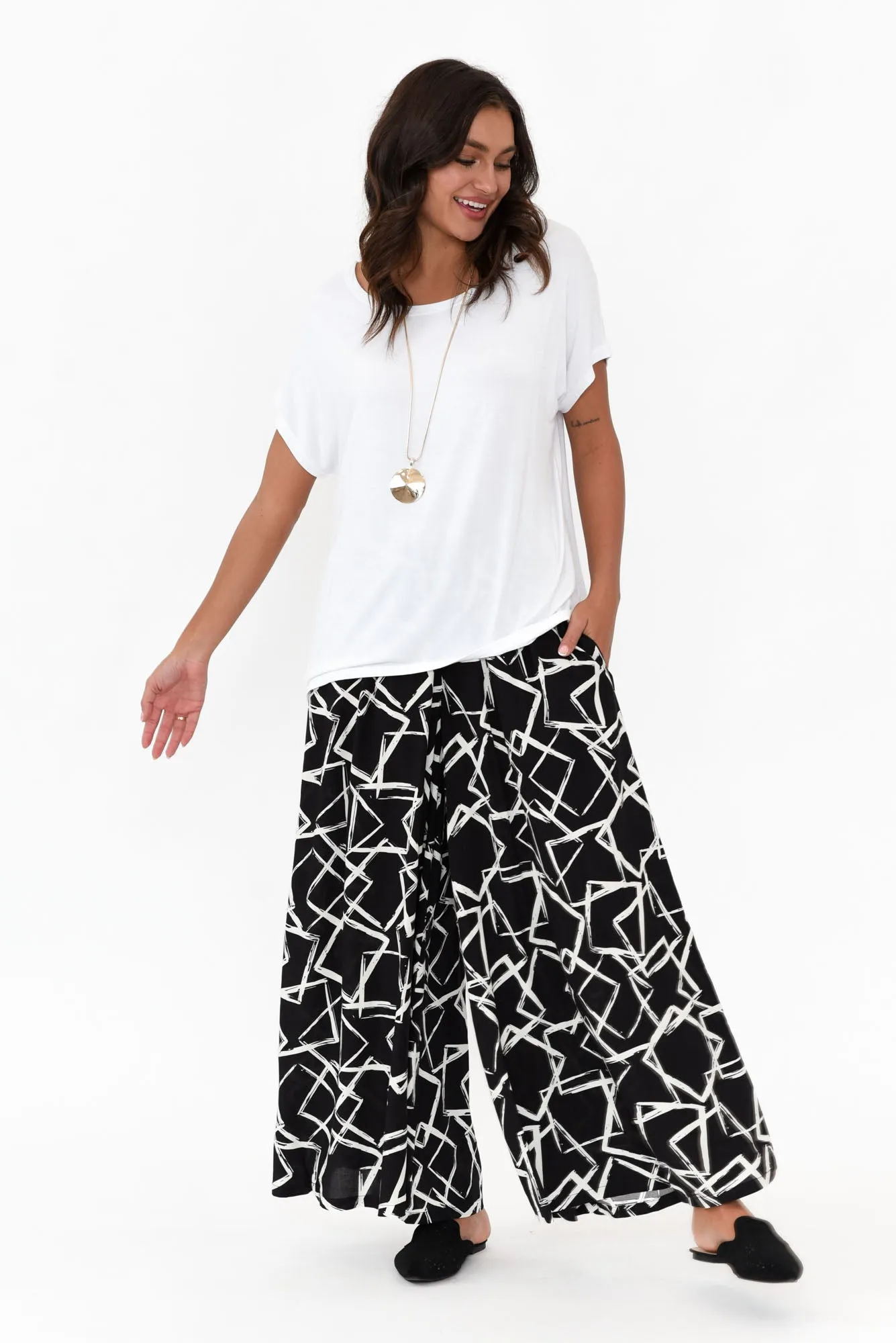 Baker Black Geo Wide Leg Pants sold by Blue Bungalow product image thumbnail 2