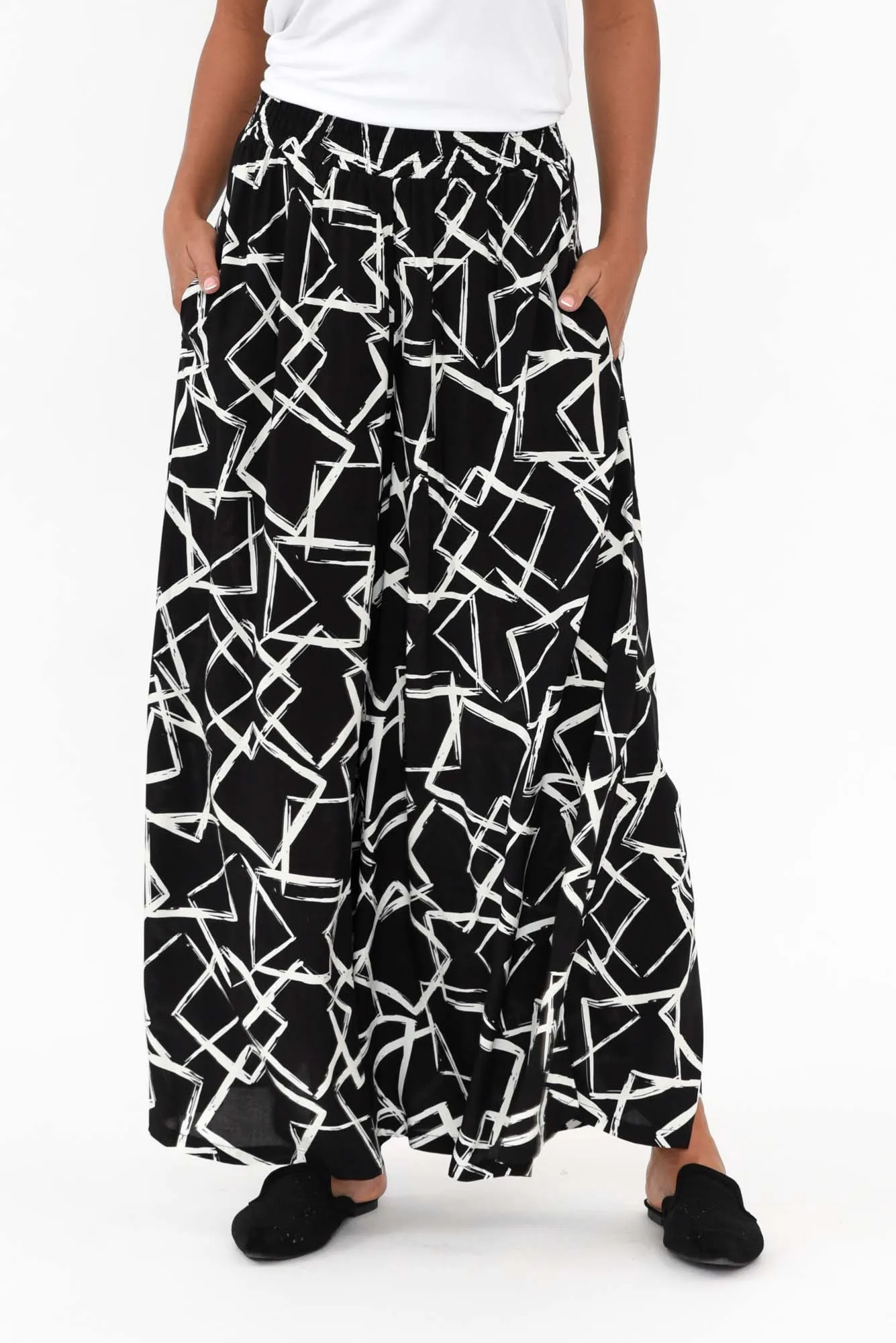 Baker Black Geo Wide Leg Pants sold by Blue Bungalow