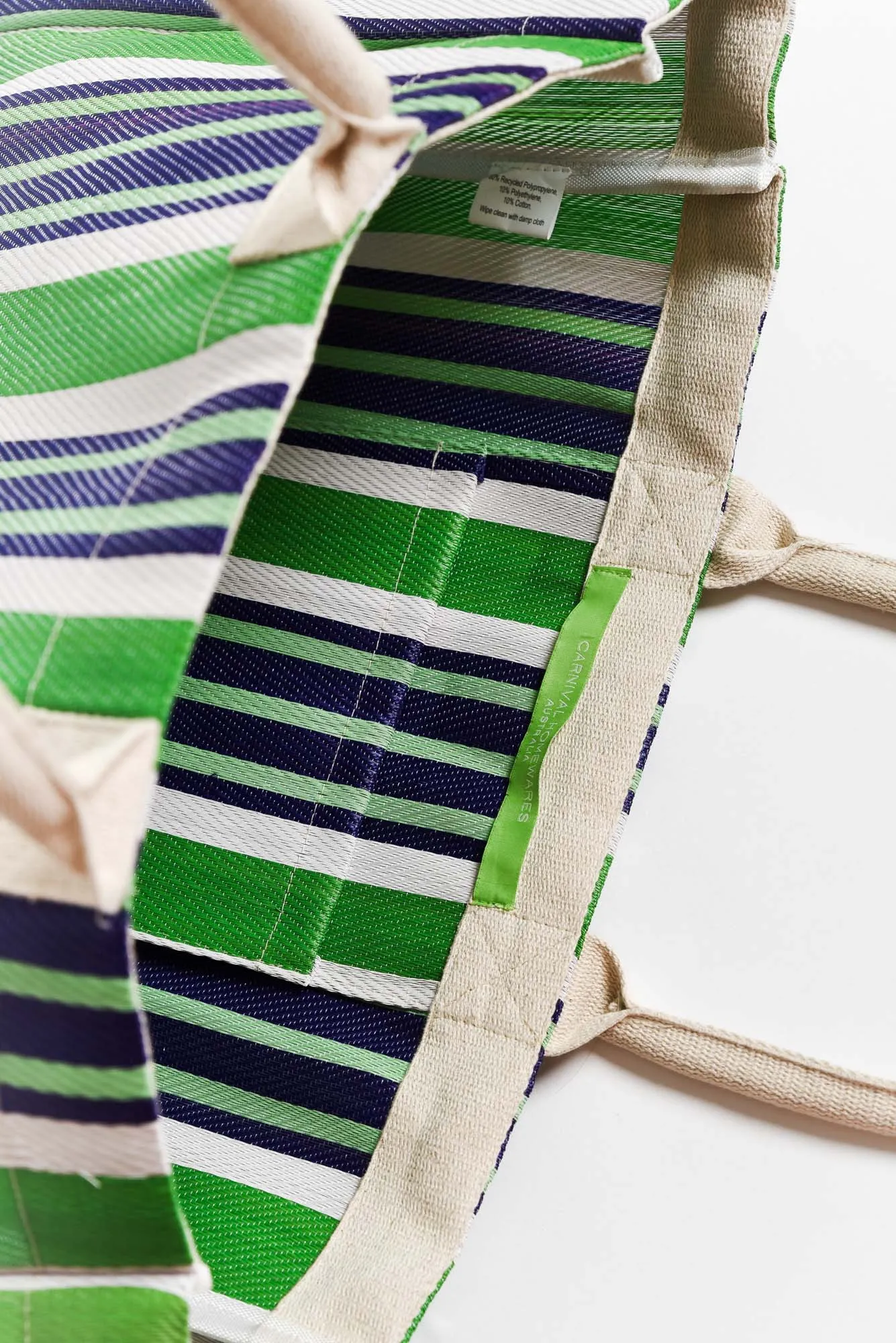 Lochan Green Stripe Large Tote Bag sold by Blue Bungalow product image thumbnail 2