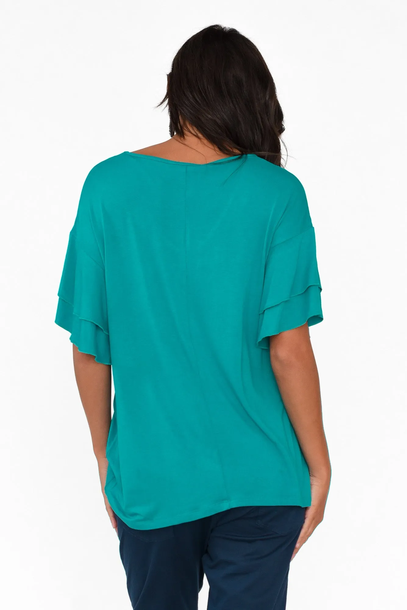 Ripon Blue Lagoon Frill Sleeve Top sold by Blue Bungalow product image thumbnail 4