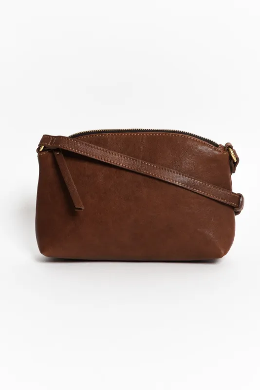 Cleo Cognac Leather Crossbody Bag sold by Blue Bungalow