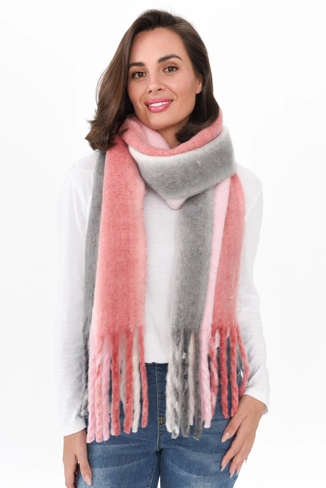 Rizzo Pink Tassel Scarf sold by Blue Bungalow