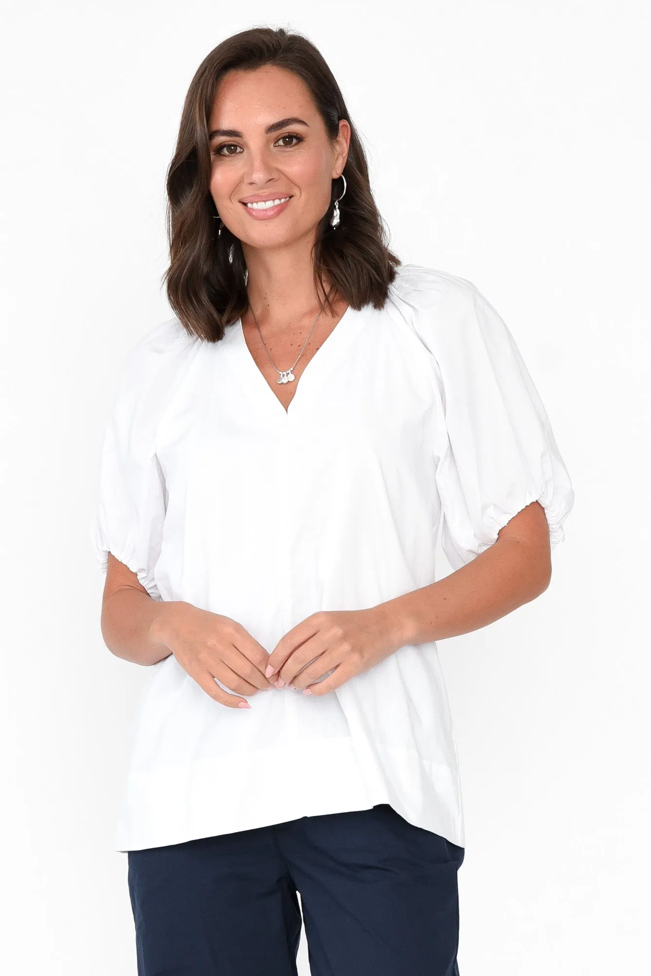 Juliet White Cotton Blouse Top sold by Blue Bungalow
