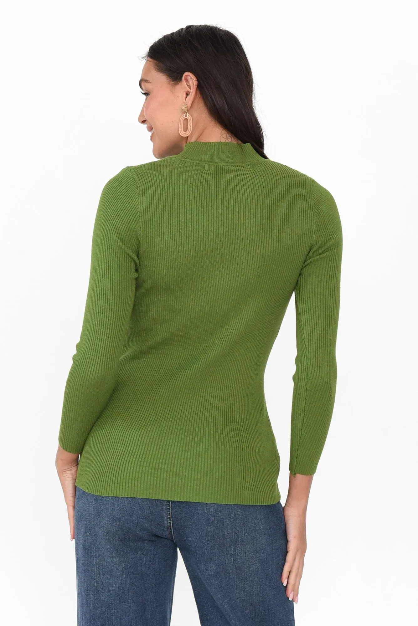 Laurina Green Cotton Blend Ribbed Top sold by Blue Bungalow product image thumbnail 4