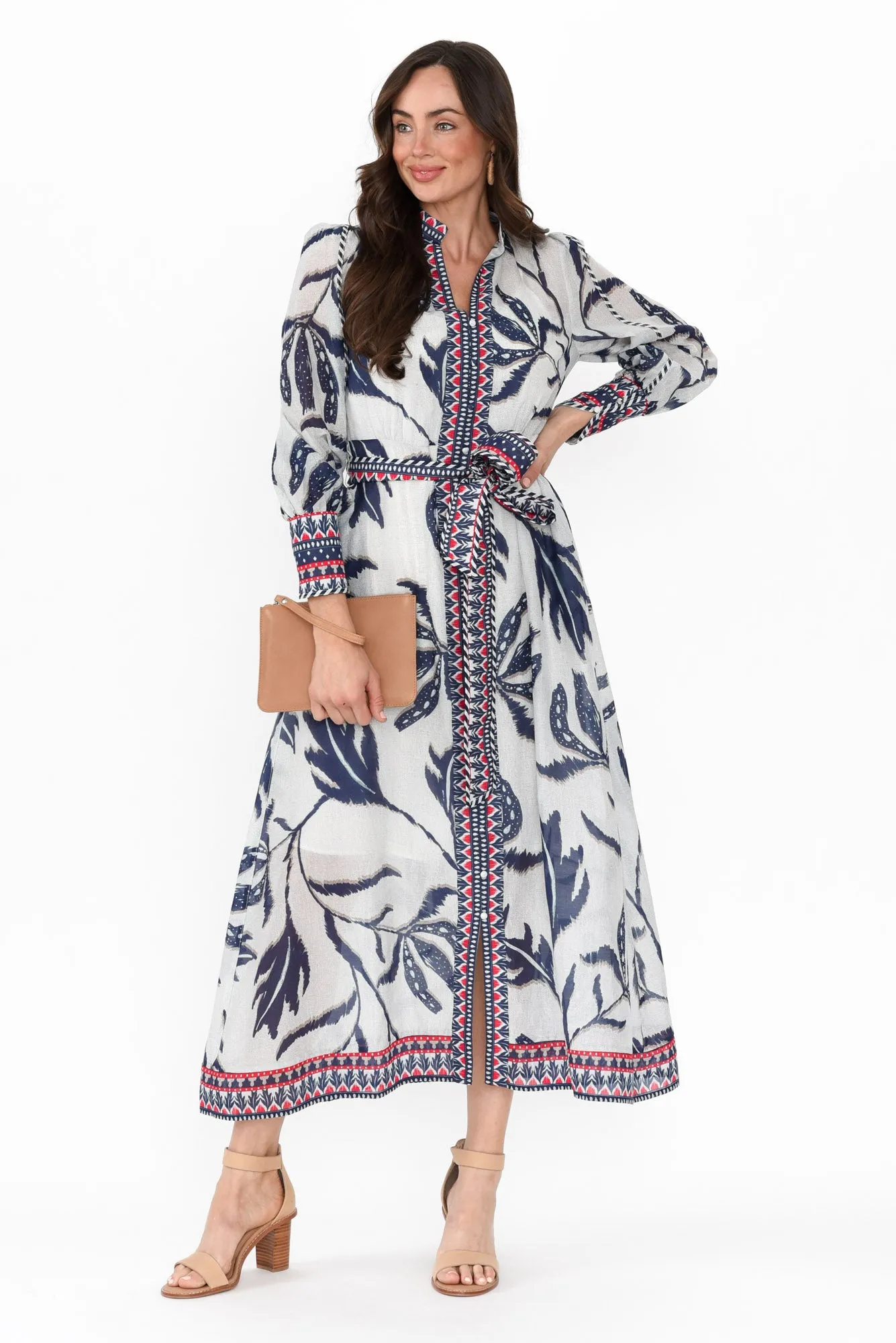 Tierra Palm Shadow Cotton Silk Dress sold by Blue Bungalow