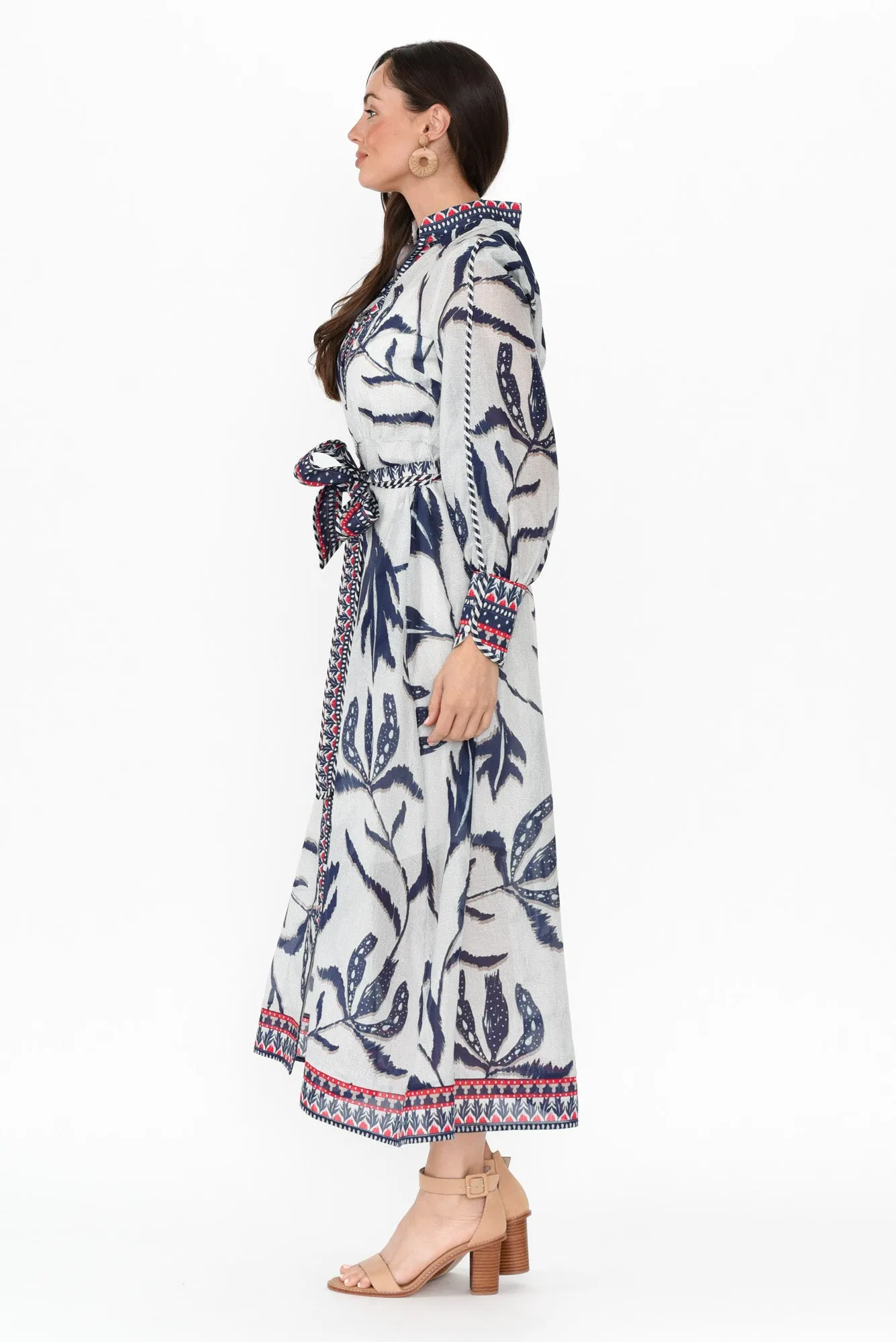 Tierra Palm Shadow Cotton Silk Dress sold by Blue Bungalow product image thumbnail 3