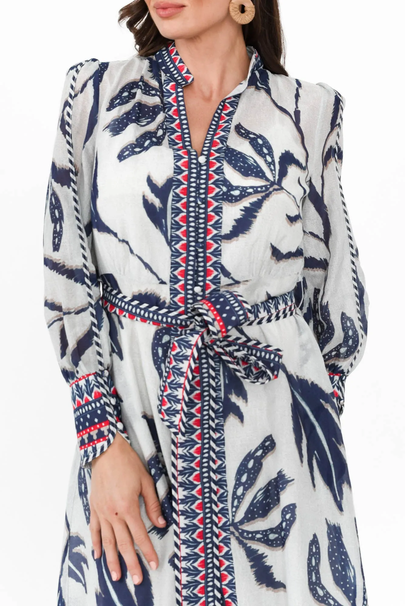 Tierra Palm Shadow Cotton Silk Dress sold by Blue Bungalow product image thumbnail 5