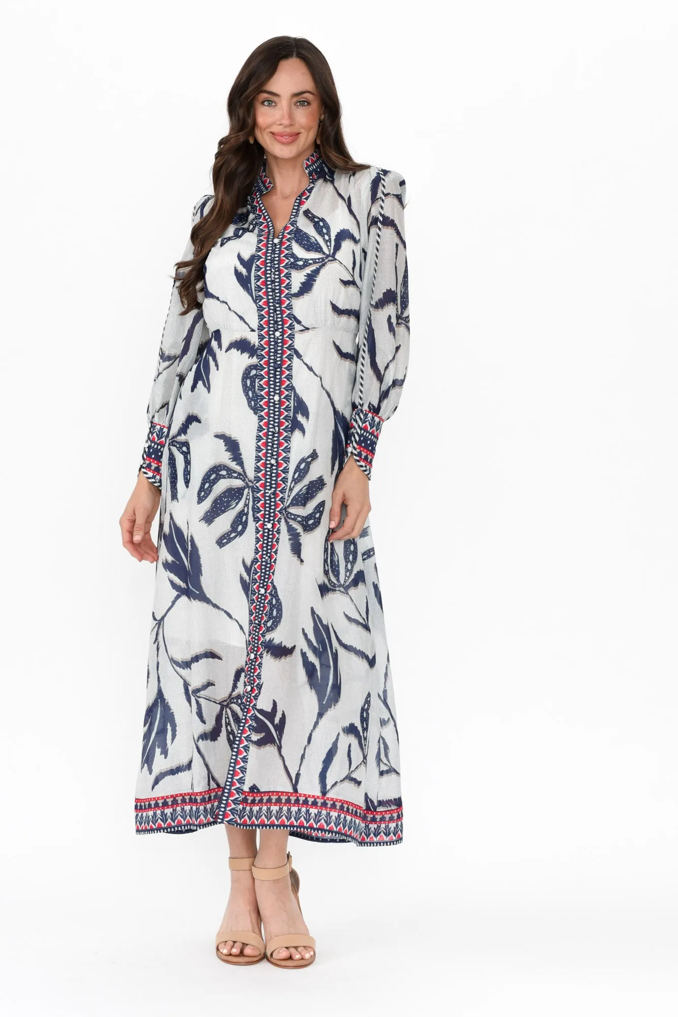 Tierra Palm Shadow Cotton Silk Dress sold by Blue Bungalow product image thumbnail 2