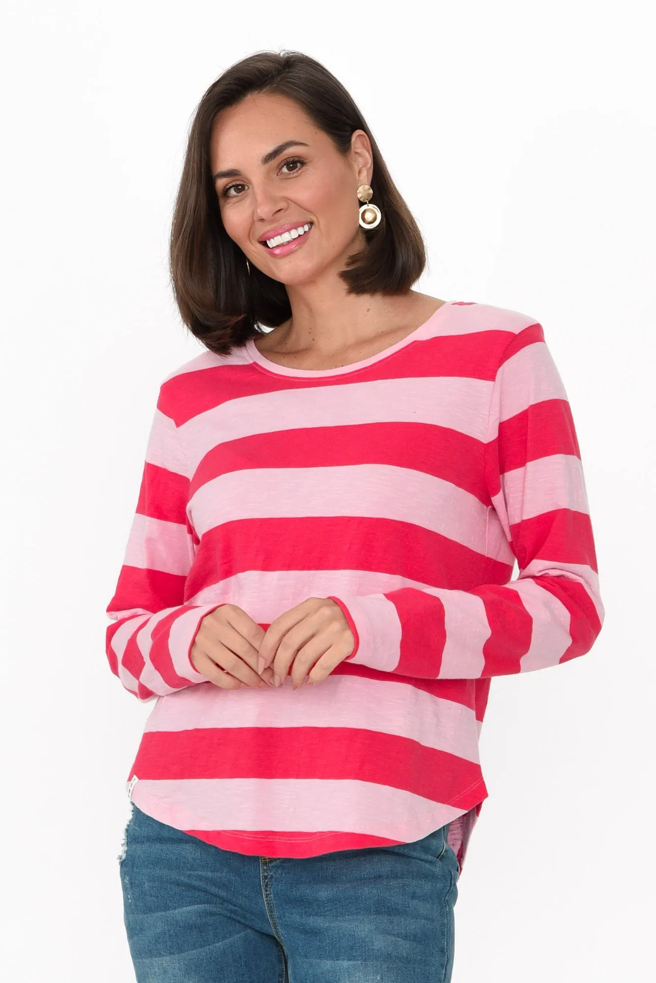 Spritz Pink Stripe Long Sleeve Tee sold by Blue Bungalow