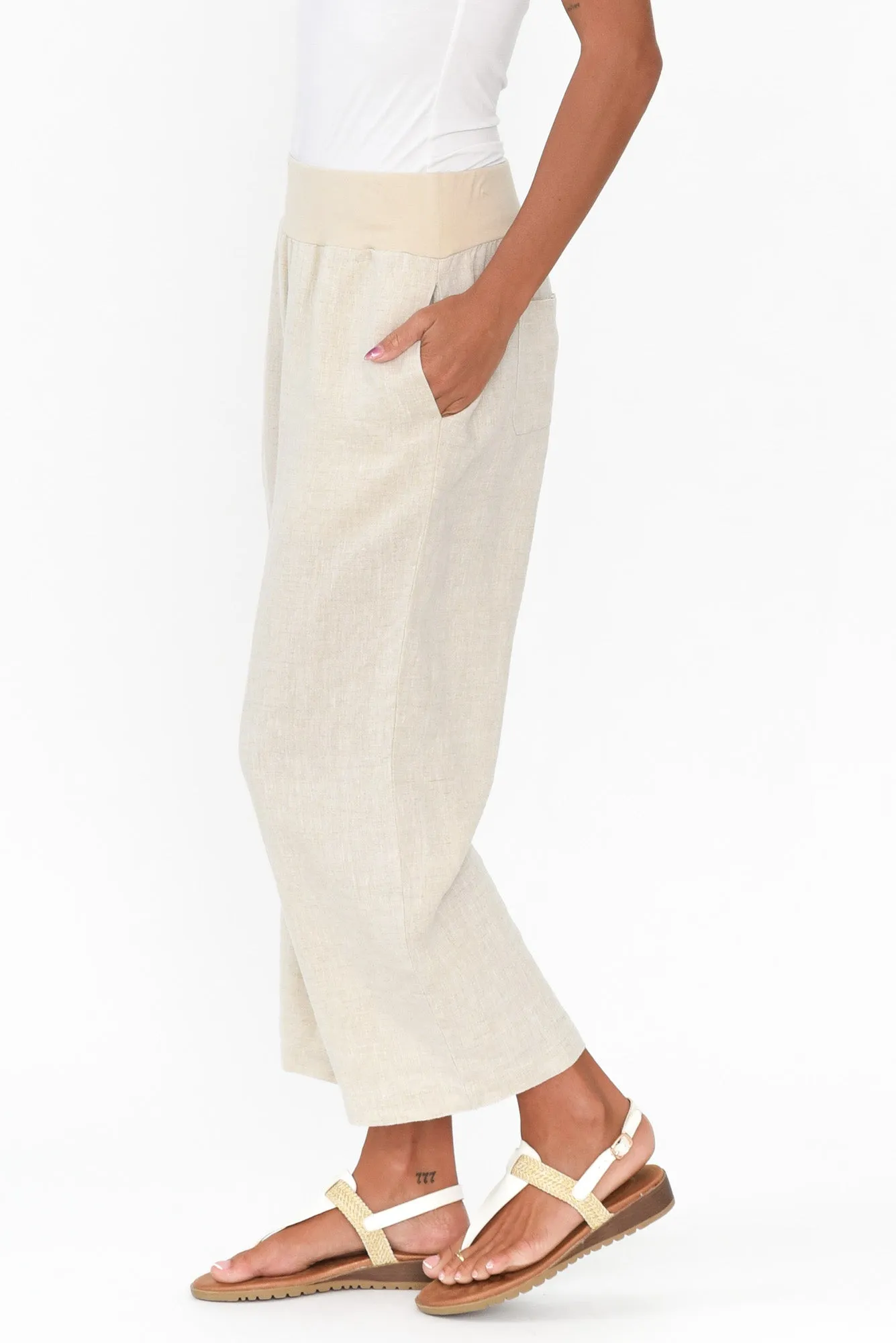 Griffin Natural Linen Wide Leg Pants sold by Blue Bungalow product image thumbnail 4