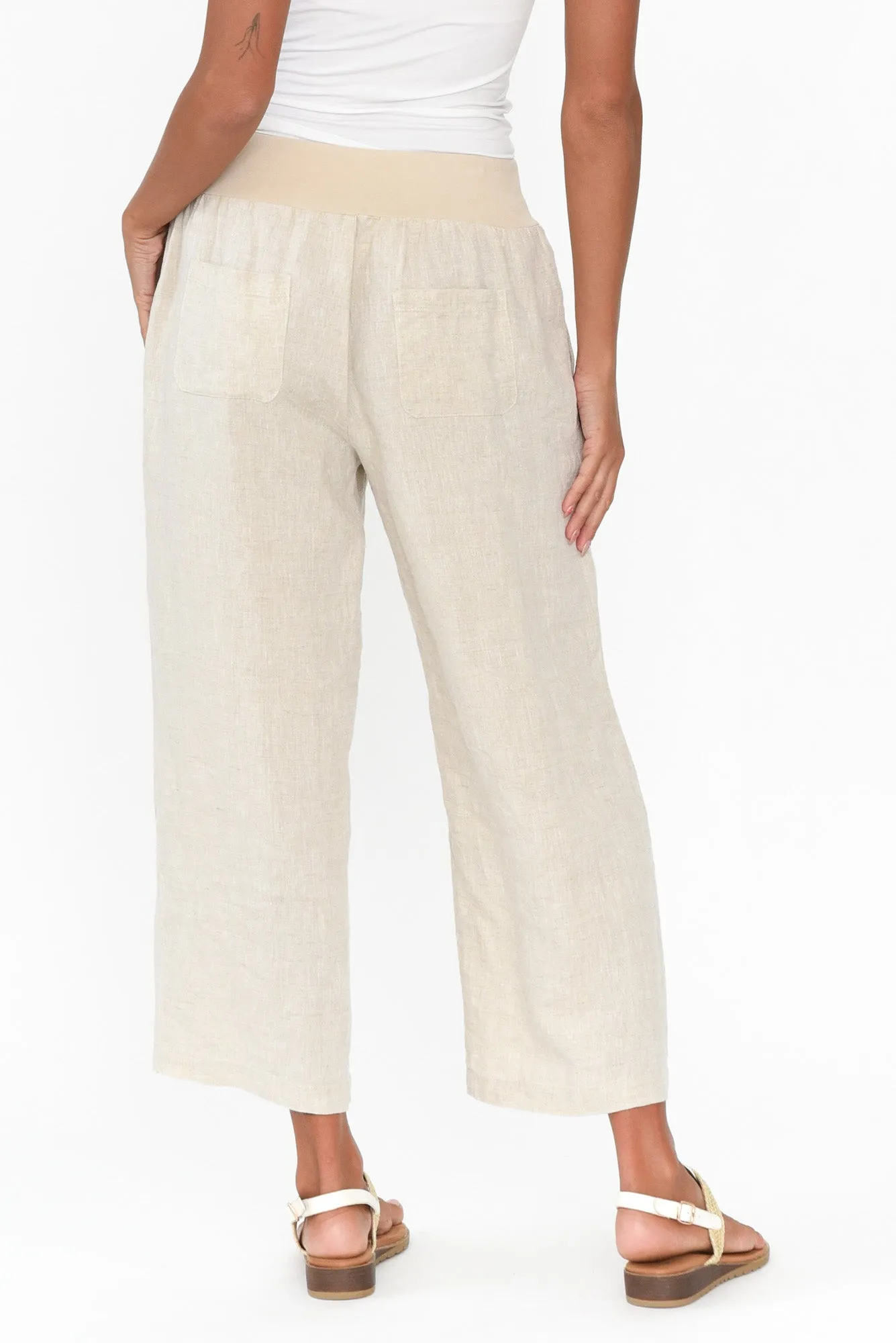 Griffin Natural Linen Wide Leg Pants sold by Blue Bungalow product image thumbnail 5