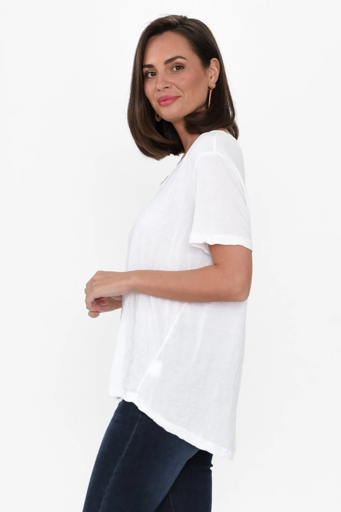 Marley White Crinkle Cotton Short Sleeve Top sold by Blue Bungalow product image thumbnail 4