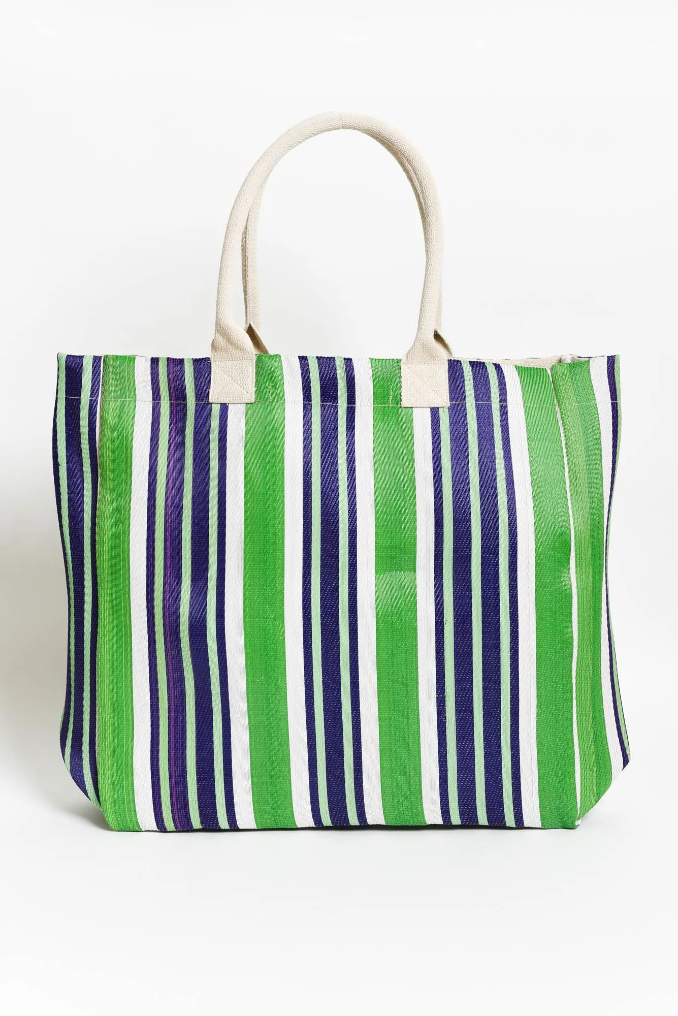 Lochan Green Stripe Medium Tote Bag sold by Blue Bungalow